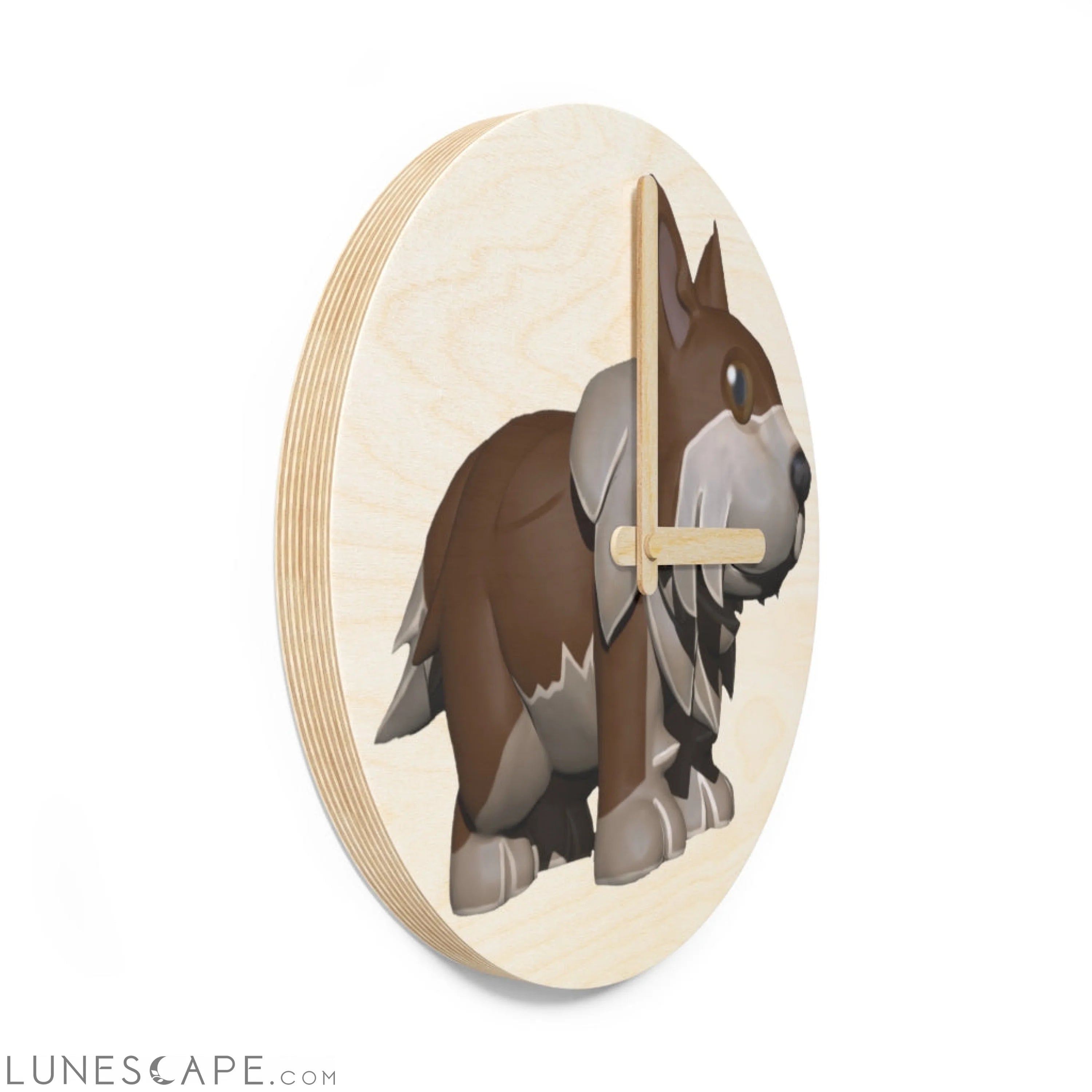 Brown Dog Wooden Wall Clock LUNESCAPE