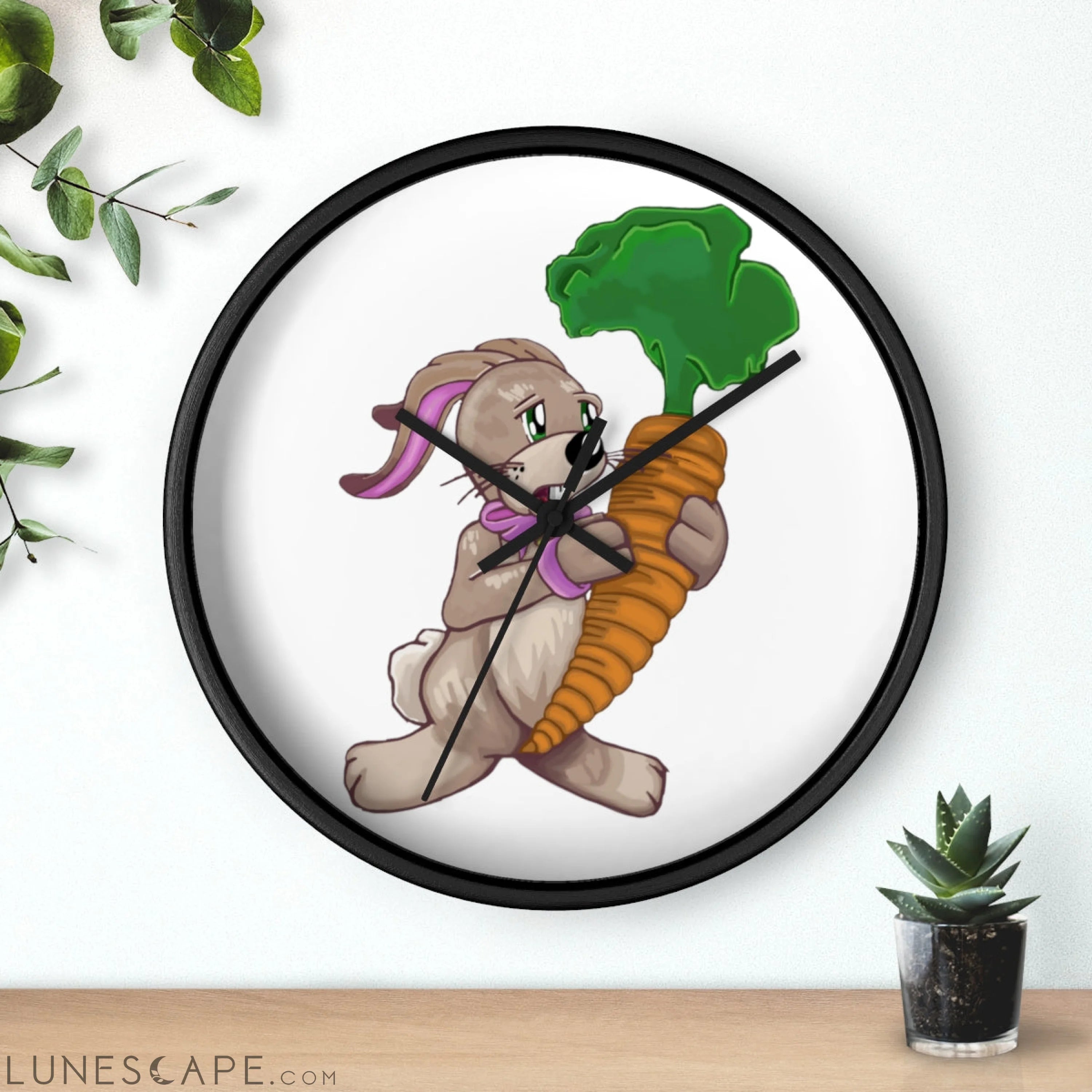 Bunny with Carrot Wall clock LUNESCAPE