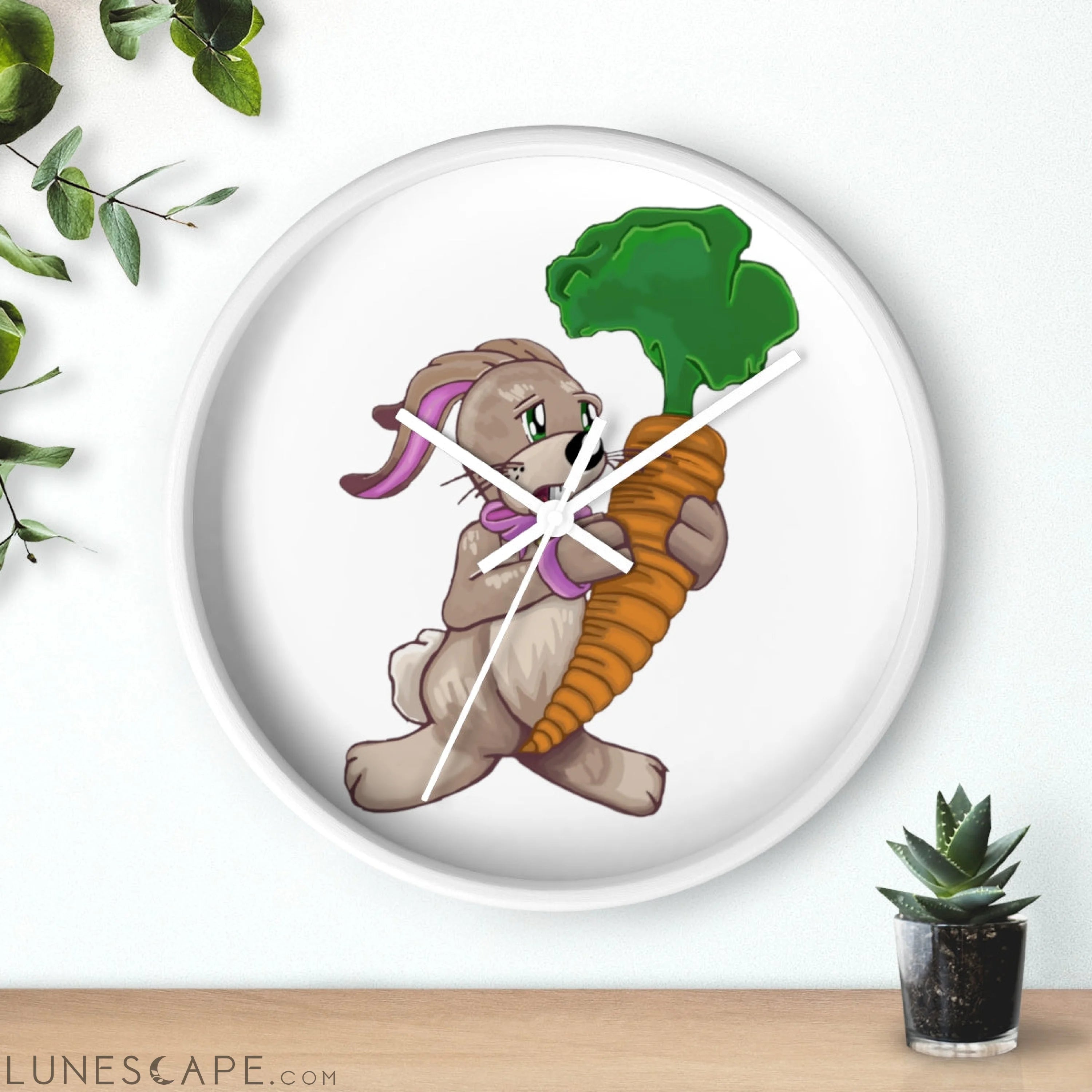 Bunny with Carrot Wall clock LUNESCAPE