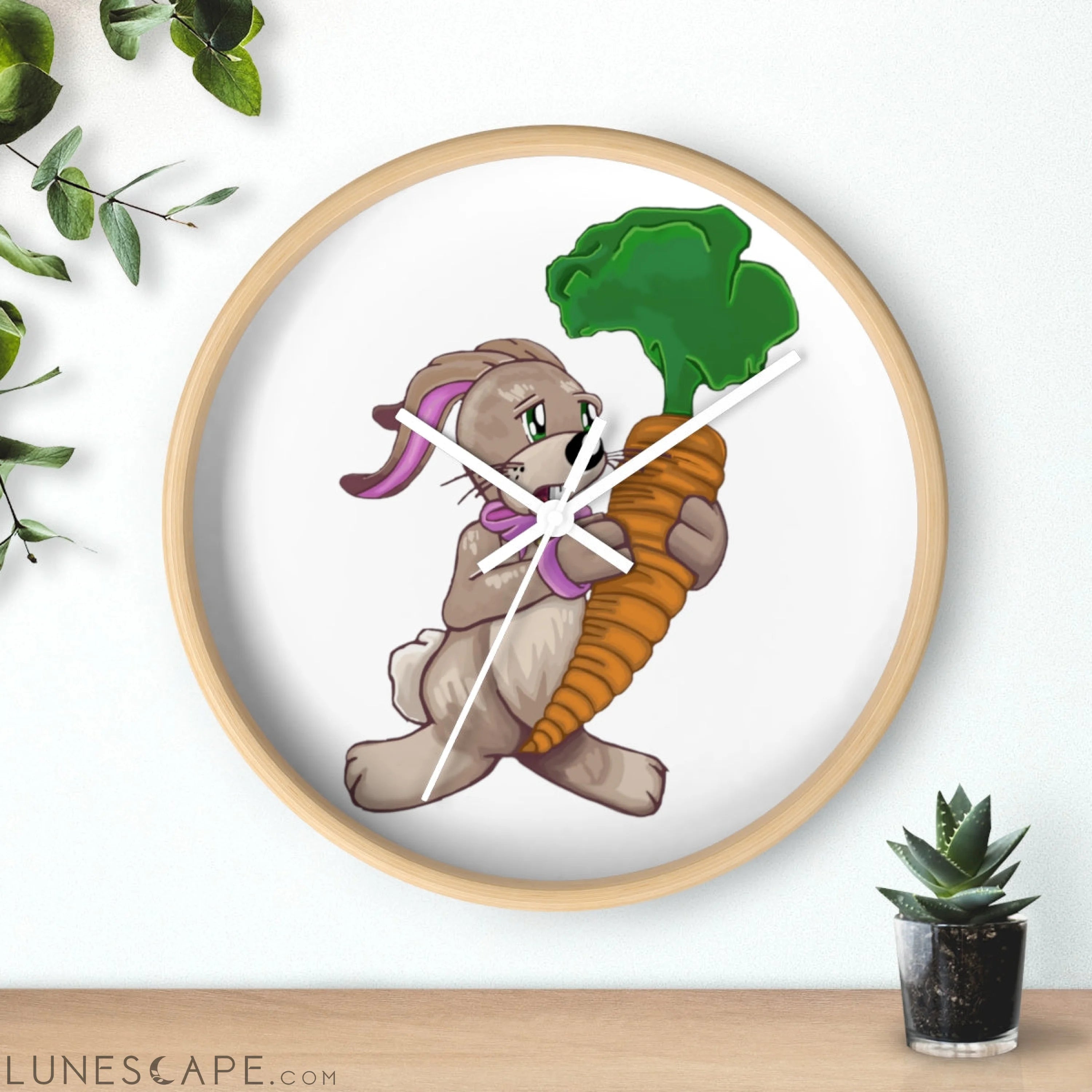 Bunny with Carrot Wall clock LUNESCAPE