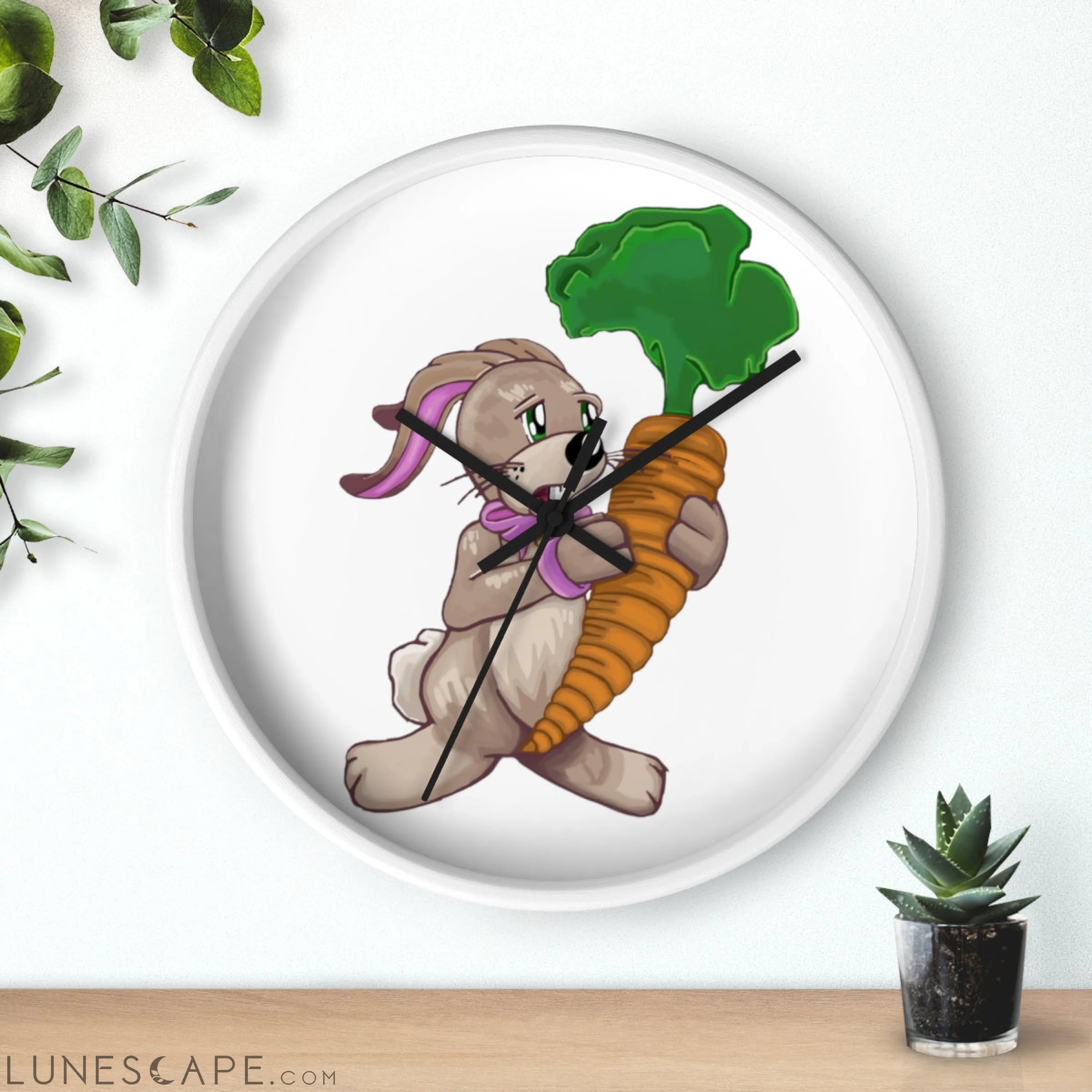 Bunny with Carrot Wall clock LUNESCAPE