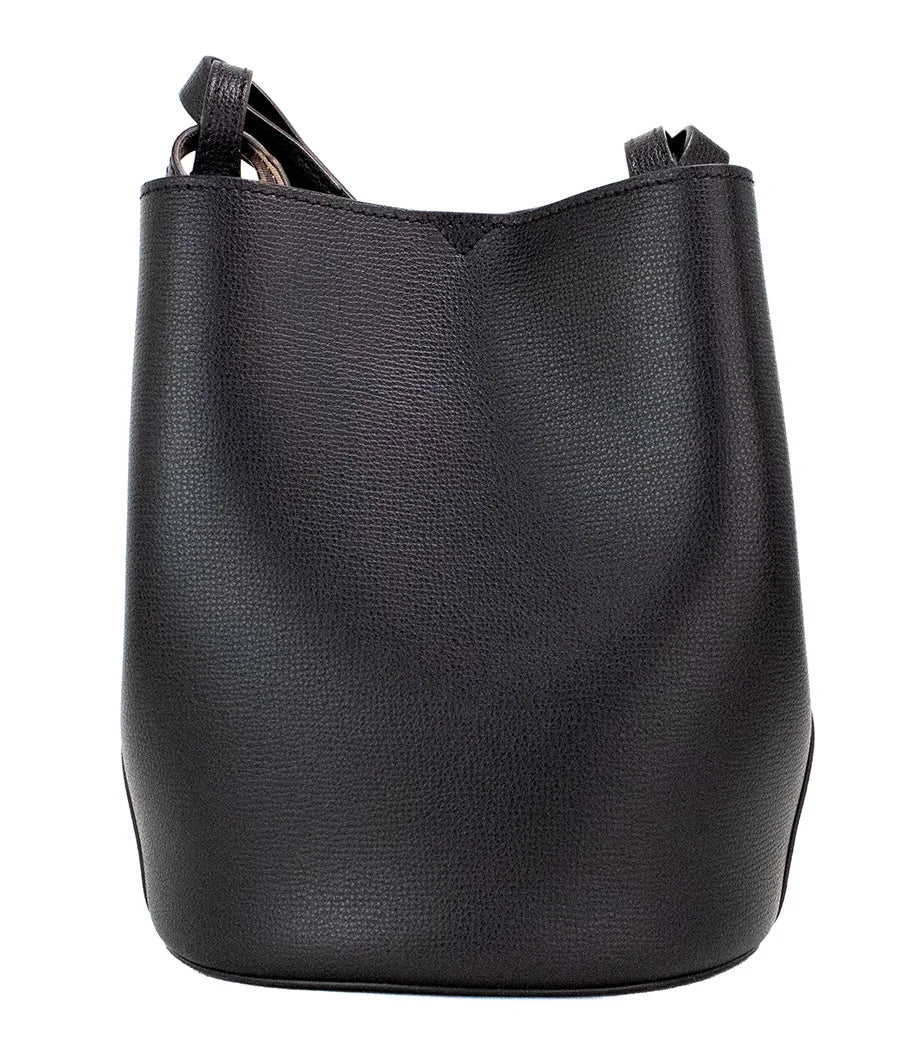Burberry Lorne Small Black Haymarket Check Pebble Leather Bucket Handbag Purse LUNESCAPE