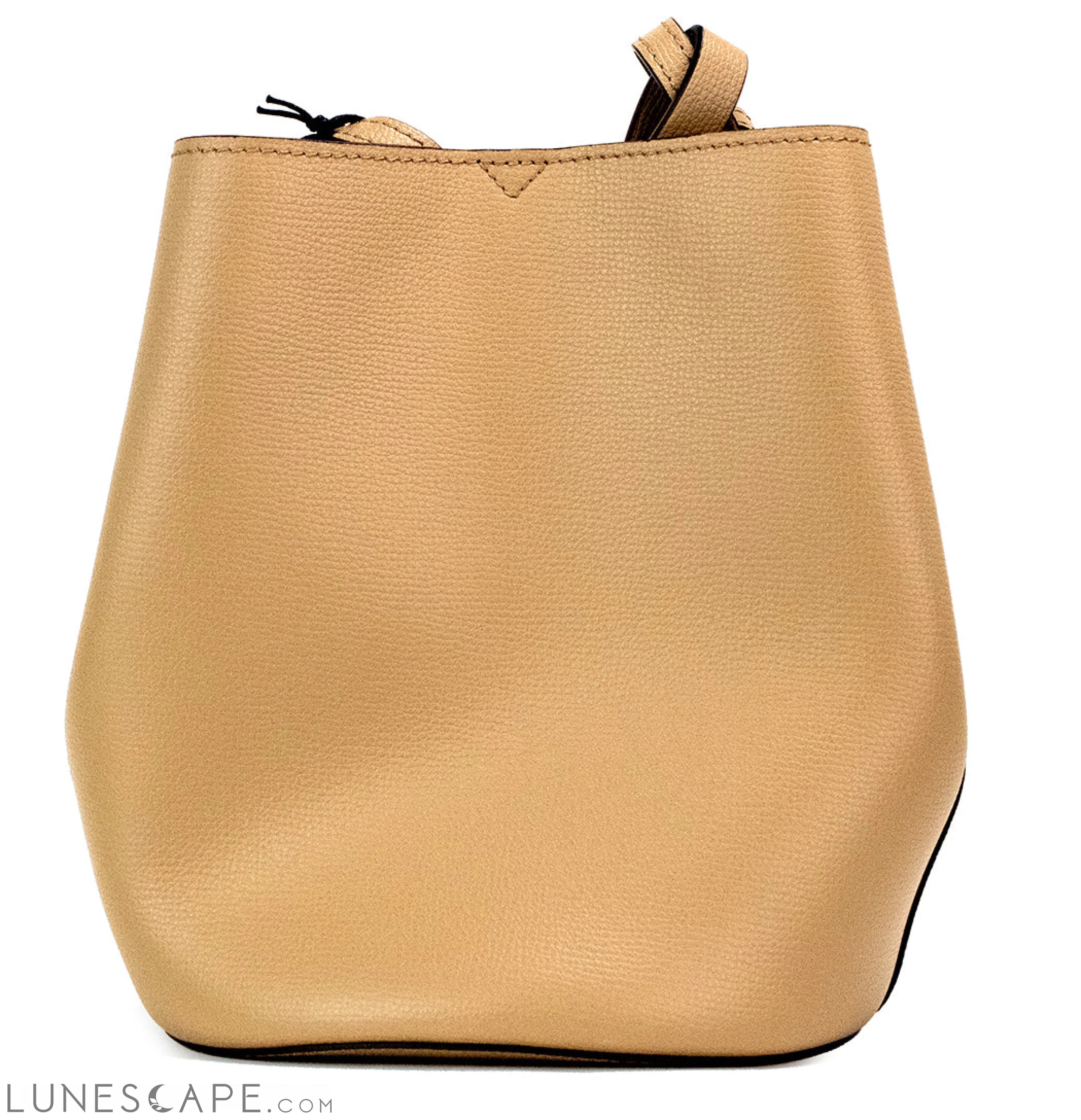 Burberry Lorne Small Camel Haymarket Check Pebble Leather Bucket Handbag Purse LUNESCAPE