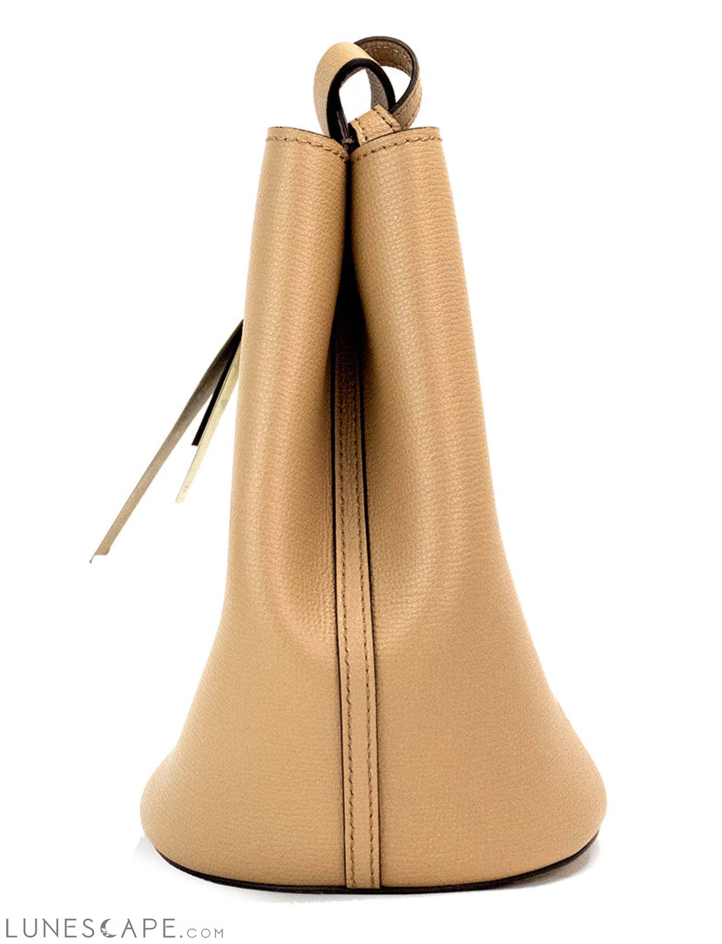 Burberry Lorne Small Camel Haymarket Check Pebble Leather Bucket Handbag Purse LUNESCAPE