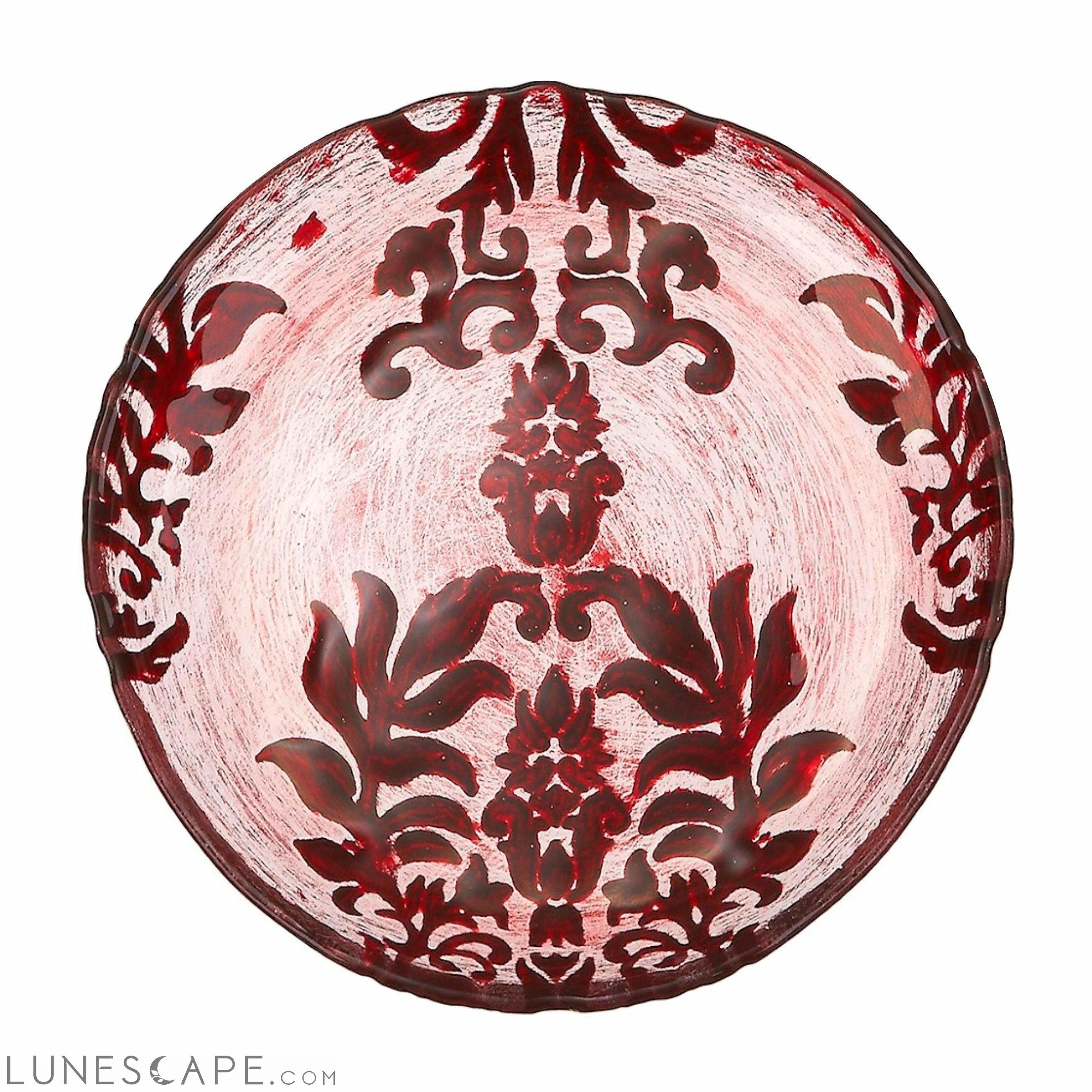 Burgundy Damask Glass Canapé Plate LUNESCAPE