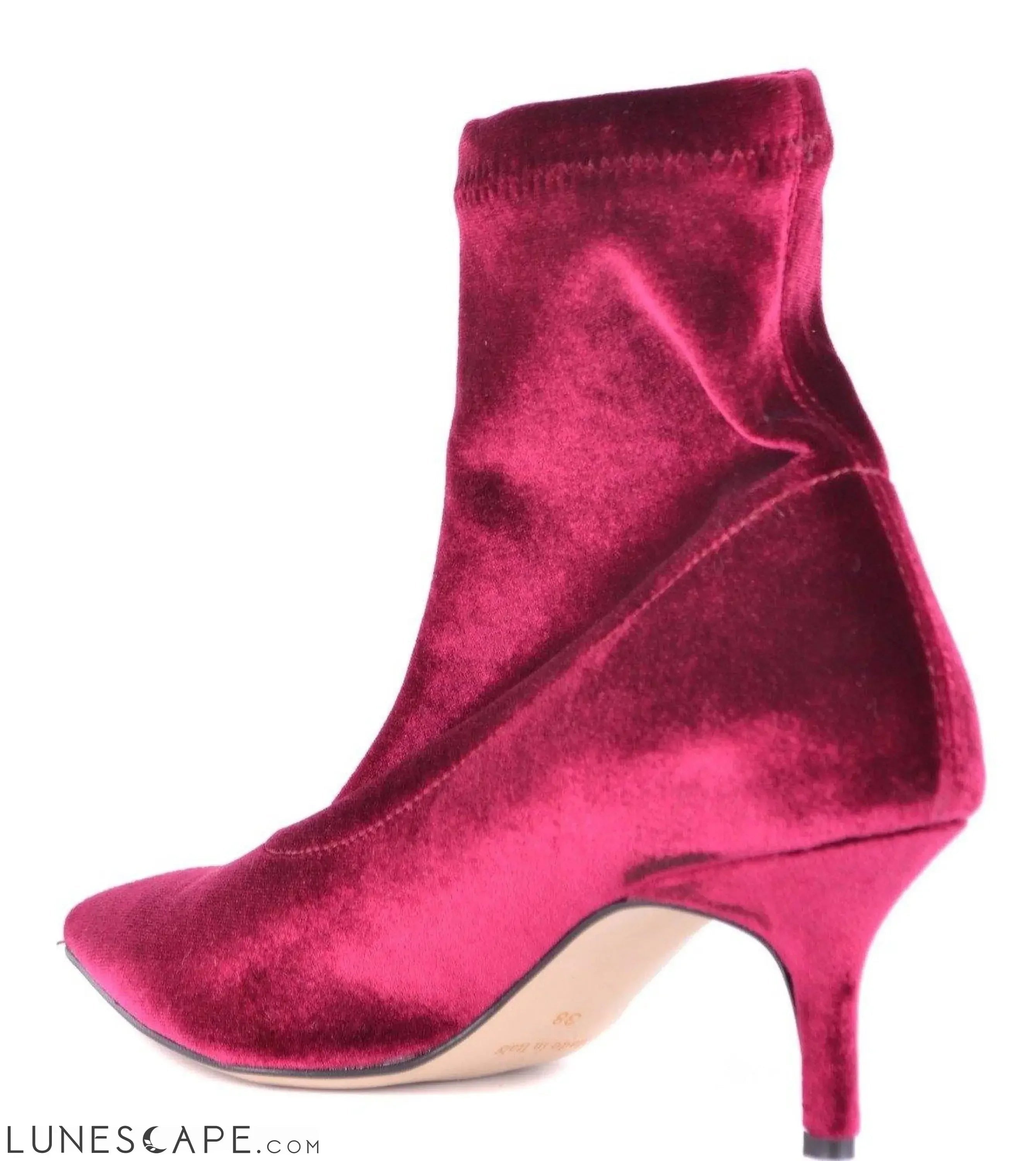 Burgundy Velvet Kitten Heel Ankle Boots - Jiudit LUNESCAPE