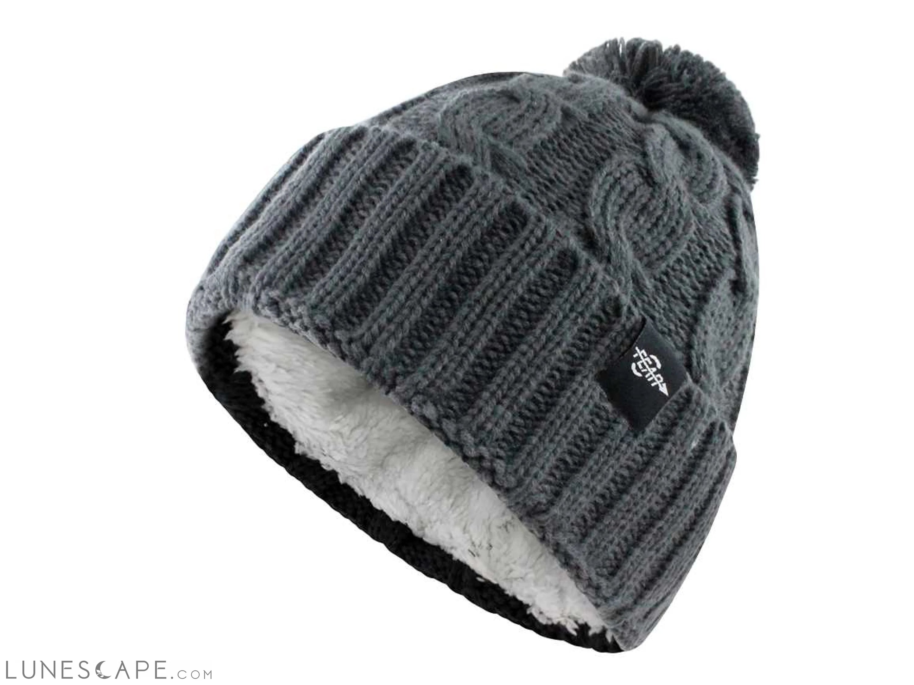 Cable Knit Insulated Pom Pom Winter Hat LUNESCAPE