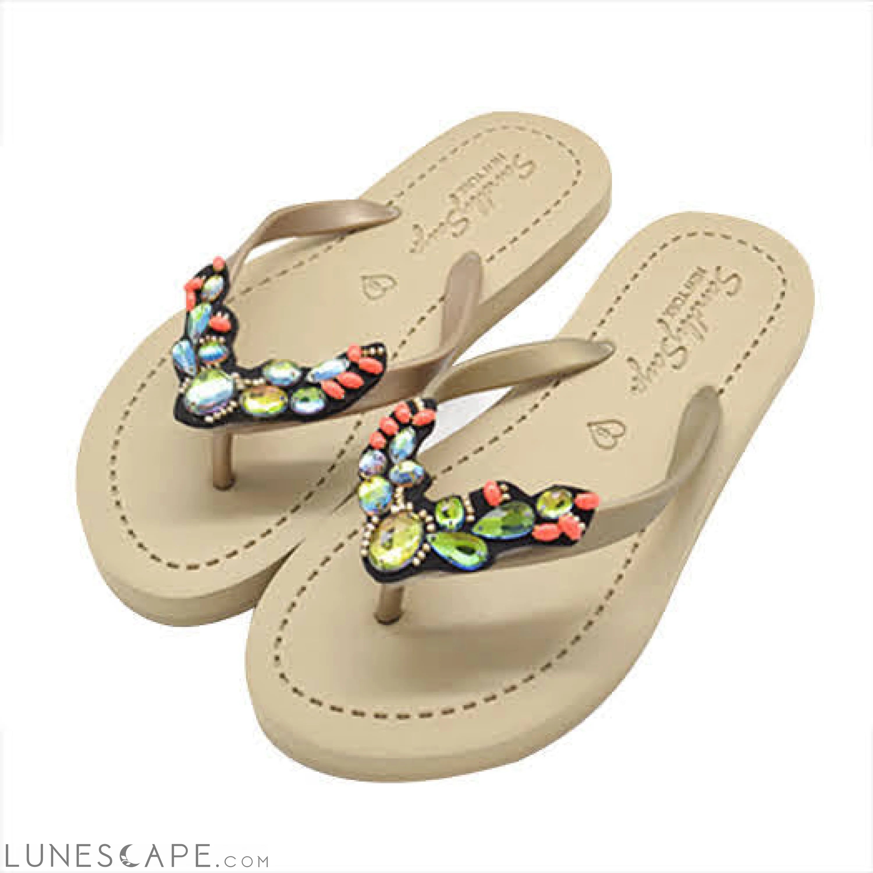 Cactus- Girls Rhine Stone Embellished Flip Flops Sandals LUNESCAPE