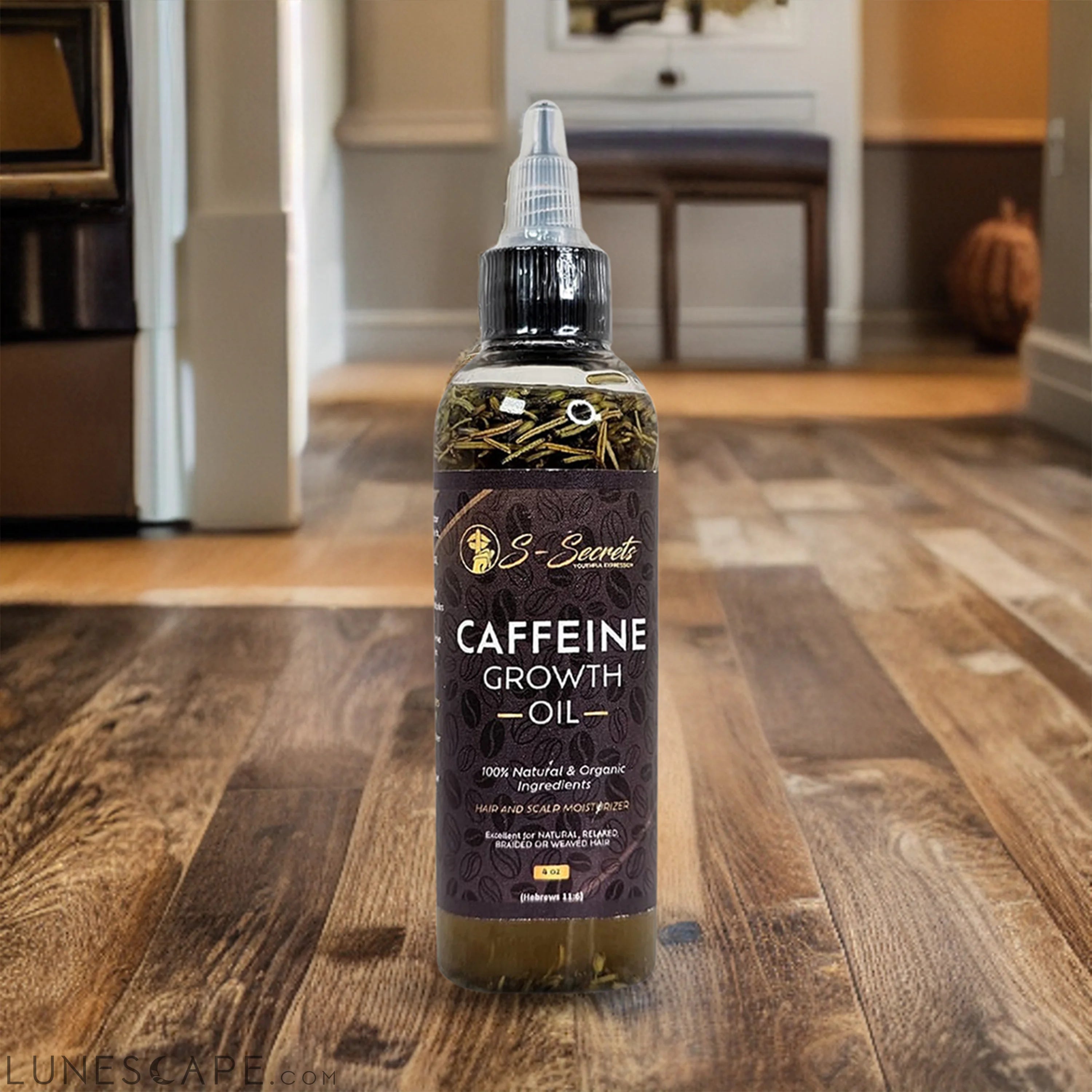 Caffeine Hair Growth Oil 4oz, Herbs, Biotin, Essential oils For All LUNESCAPE