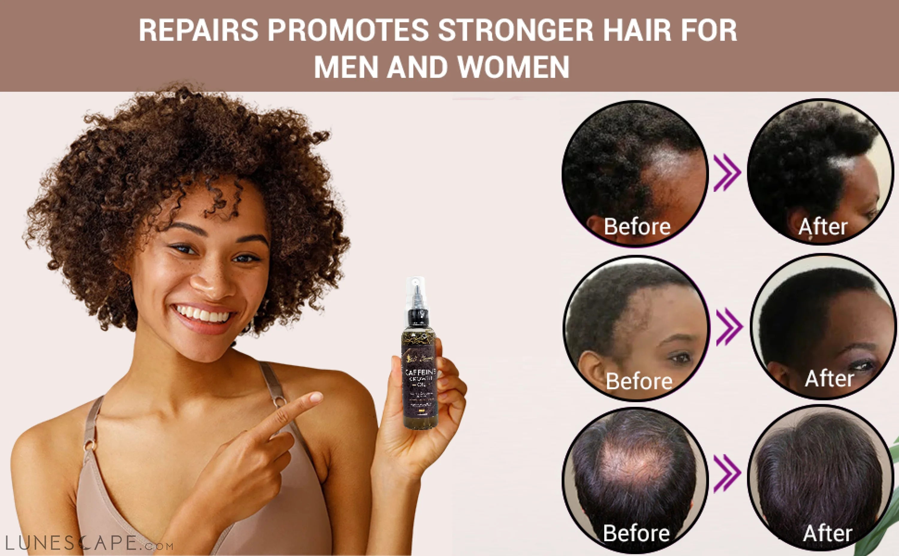 Caffeine Hair Growth Oil 4oz, Herbs, Biotin, Essential oils For All LUNESCAPE