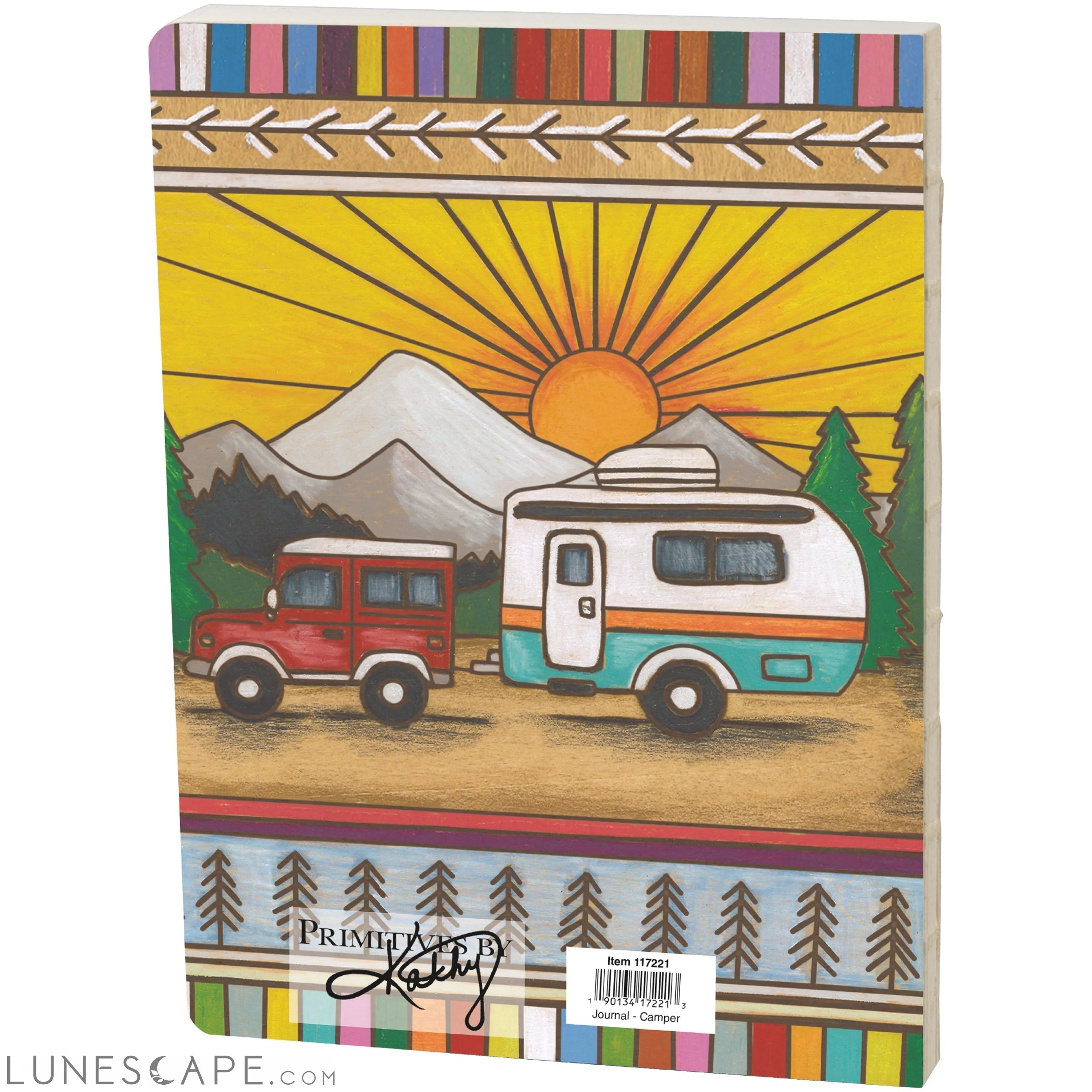 Camper Double-Sided Journal | Wood Burned Camper Trailer Art Designs LUNESCAPE