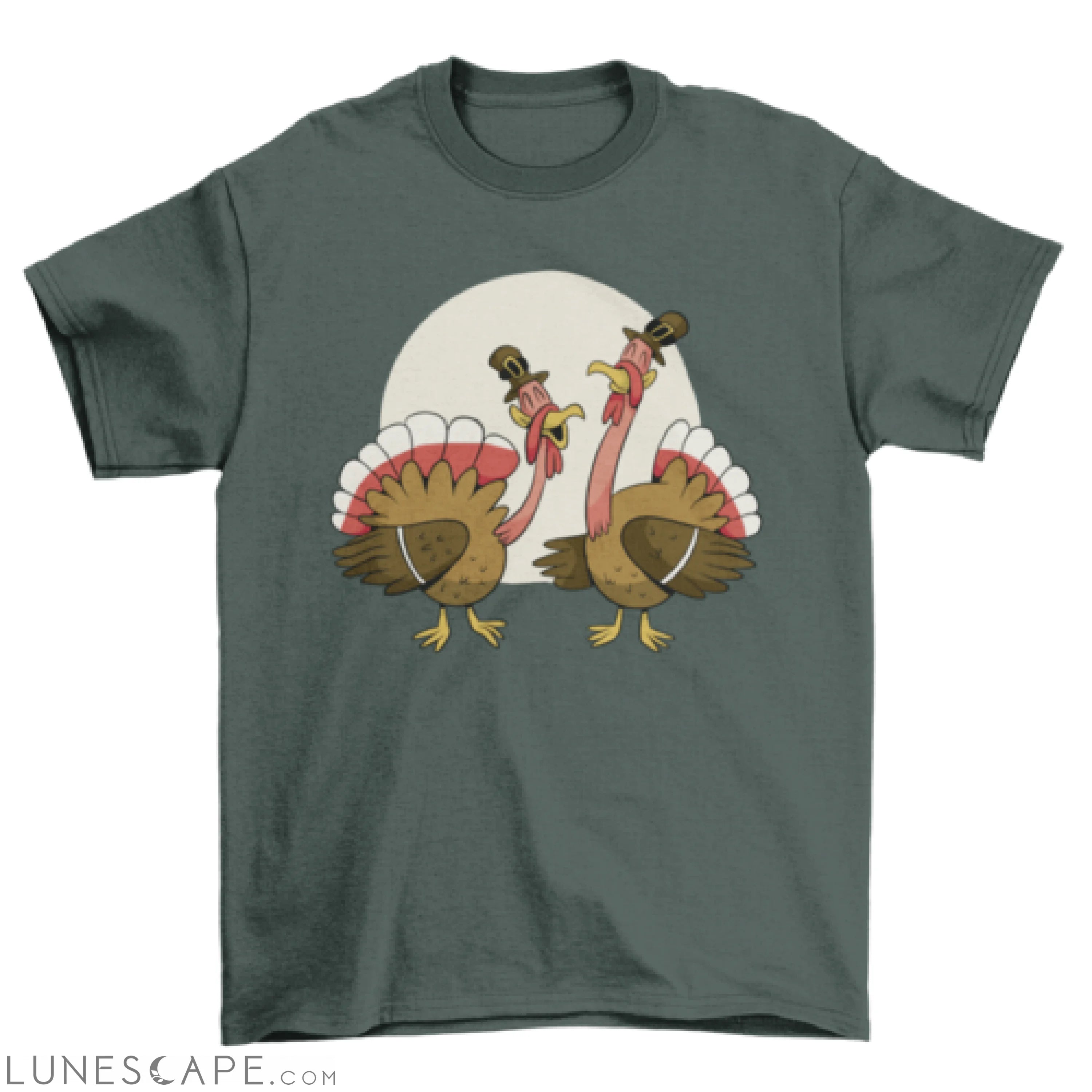 Cartoon Thanksgiving turkeys t-shirt design LUNESCAPE