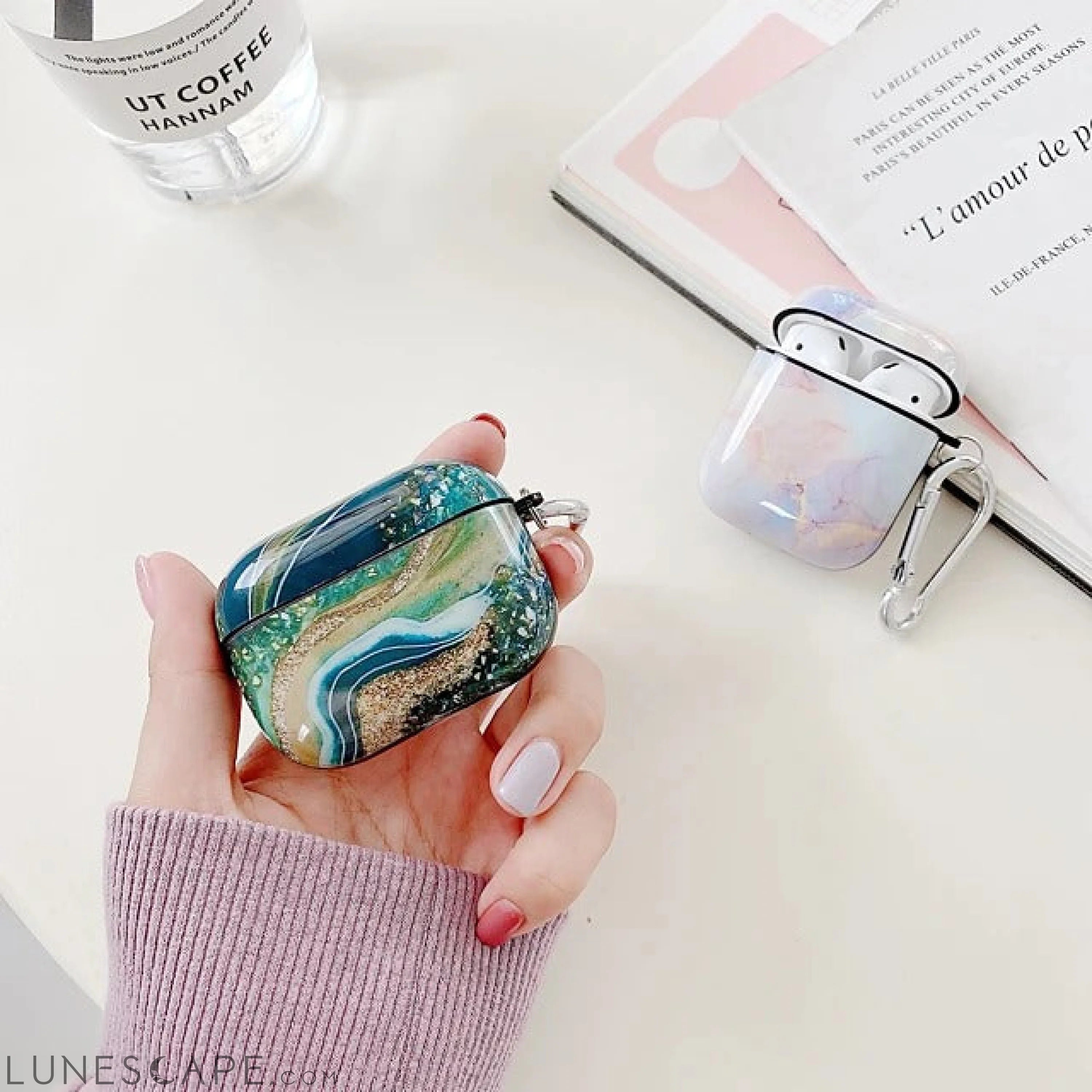 Case For AirPods Pro Cute Marble Headphone Case Hard LUNESCAPE