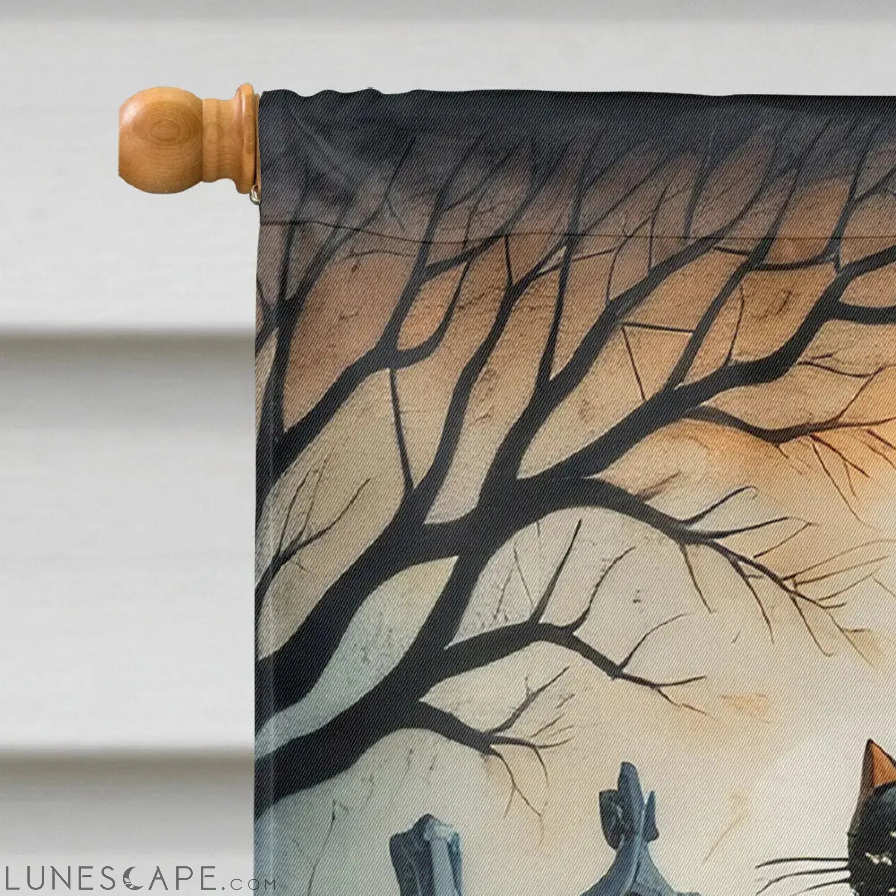 Cat Cemetery Spooky Halloween House Flag LUNESCAPE