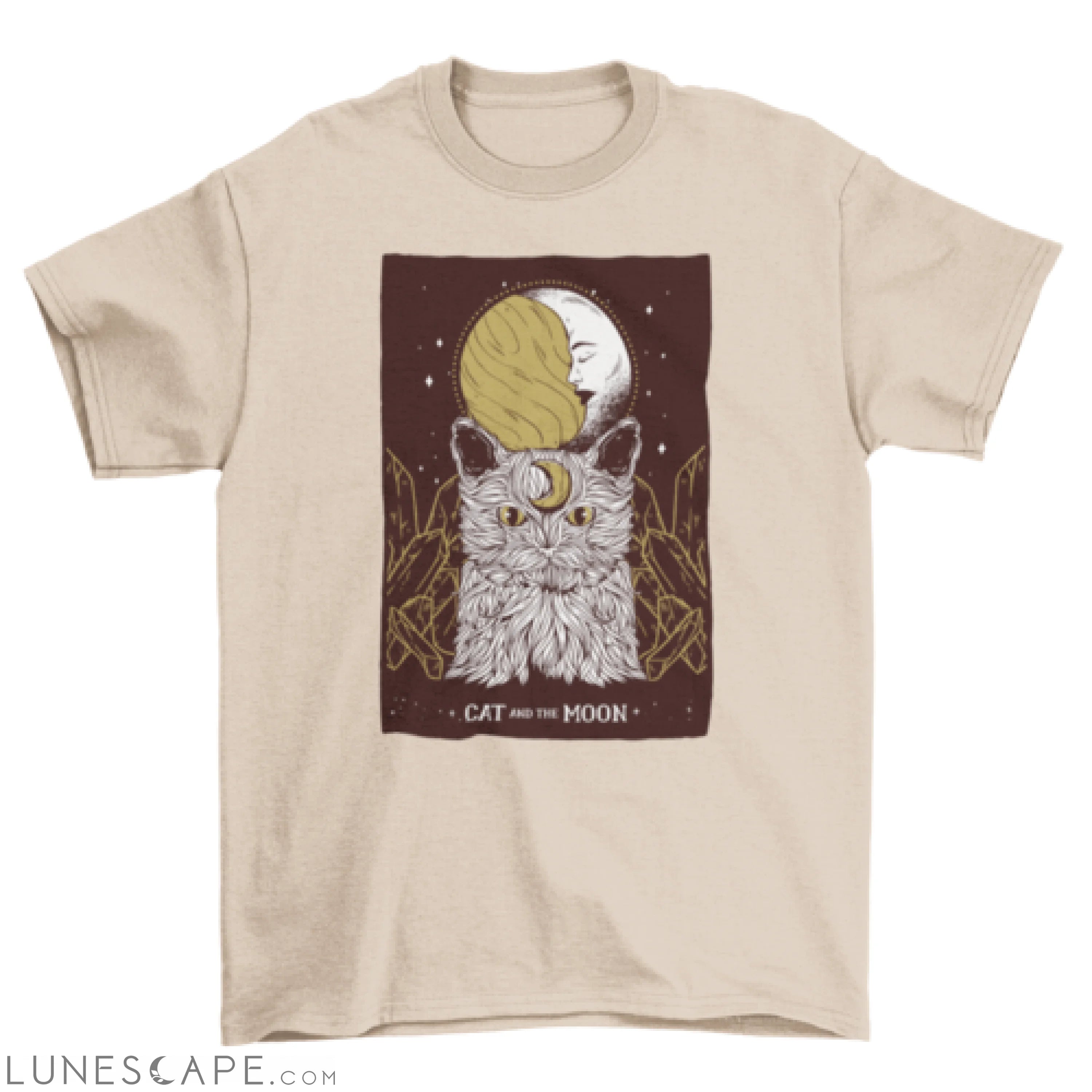 Cat crescent moon t-shirt LUNESCAPE