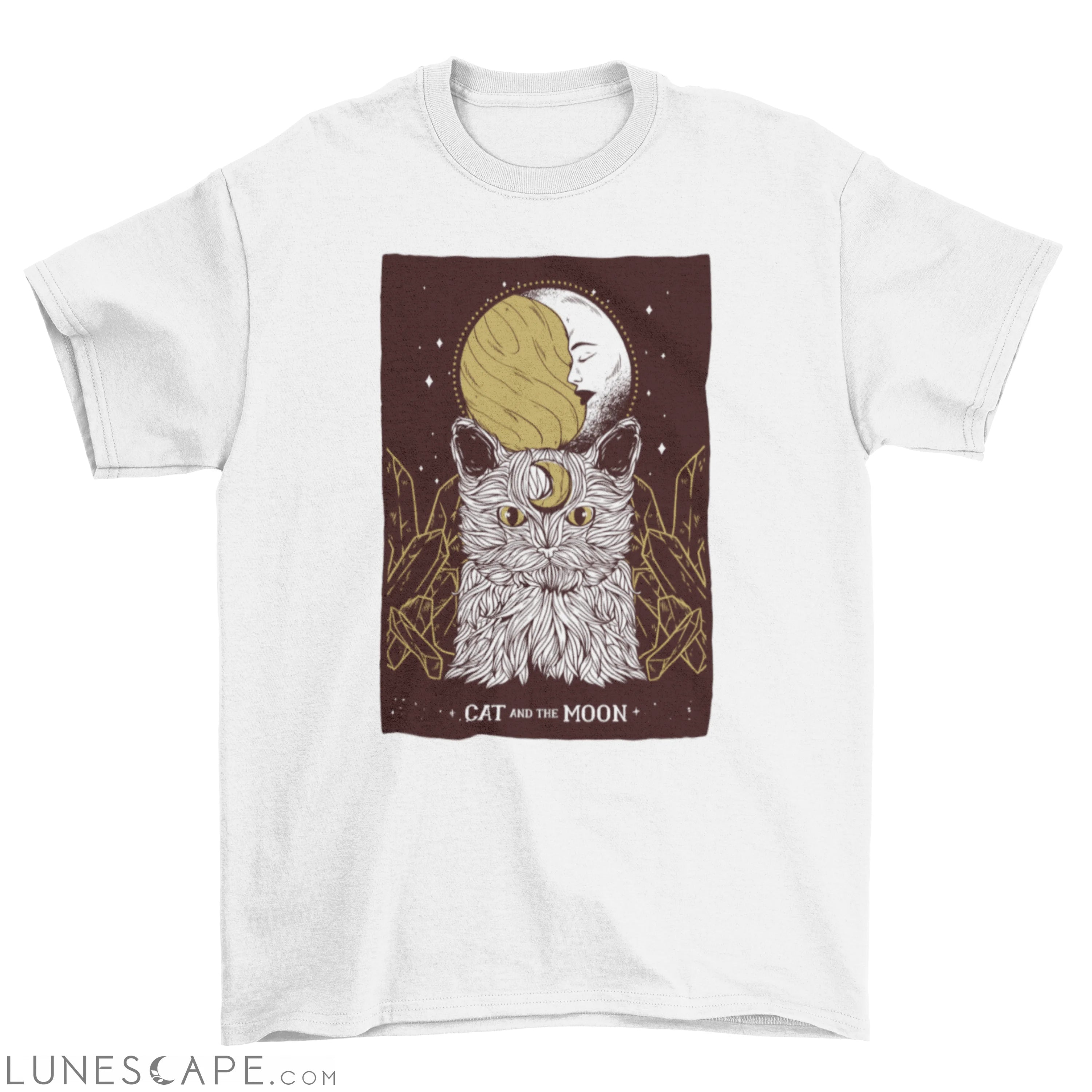 Cat crescent moon t-shirt LUNESCAPE
