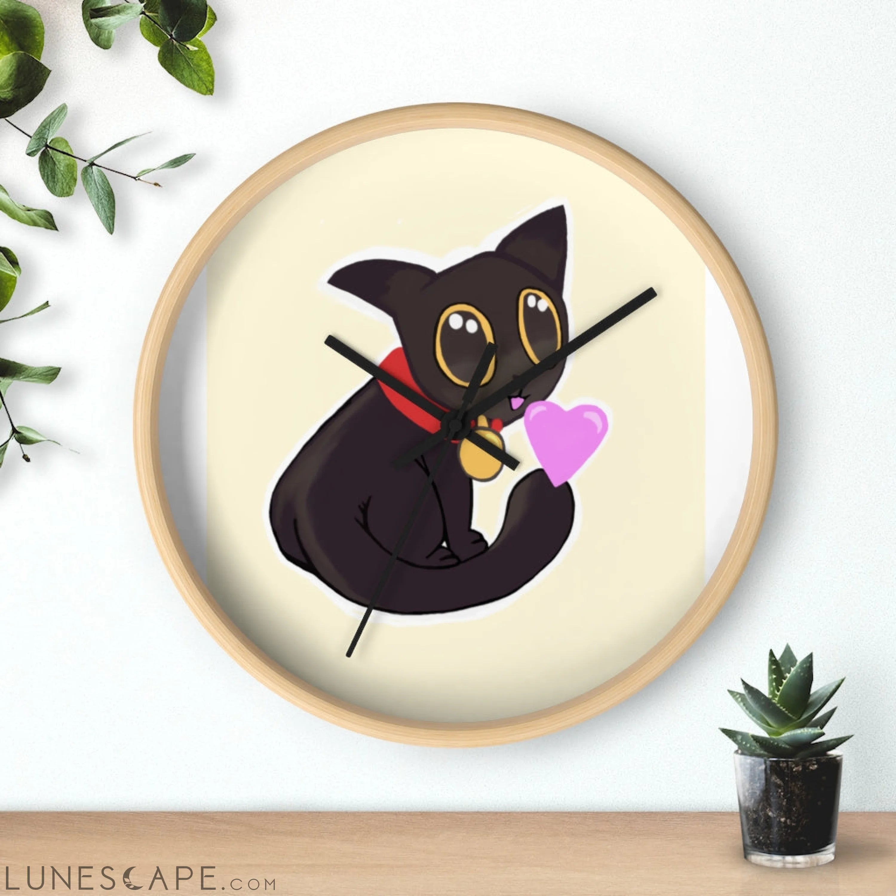 Cat Drawing Wall clock LUNESCAPE