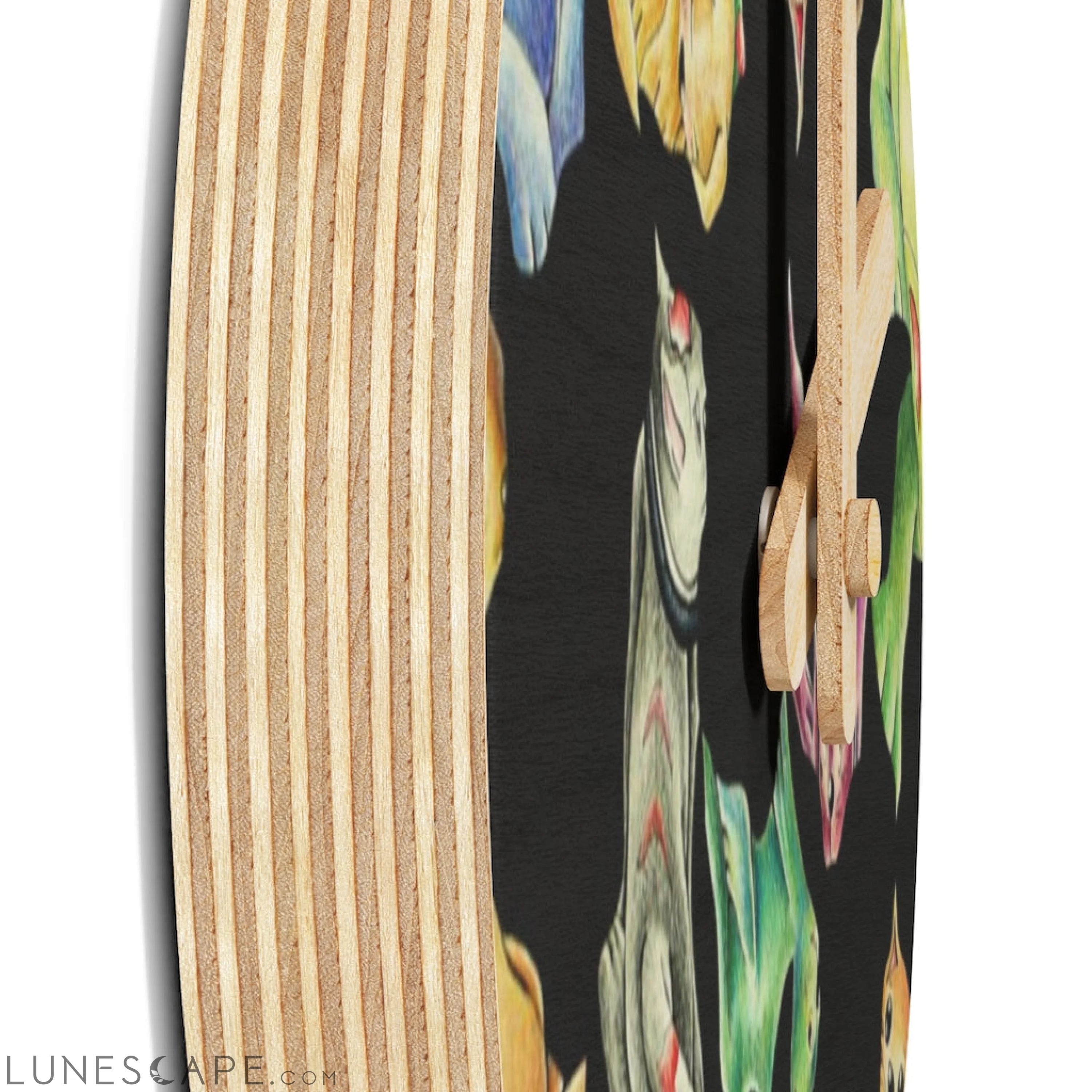 Cat Pattern Wooden Wall Clock LUNESCAPE