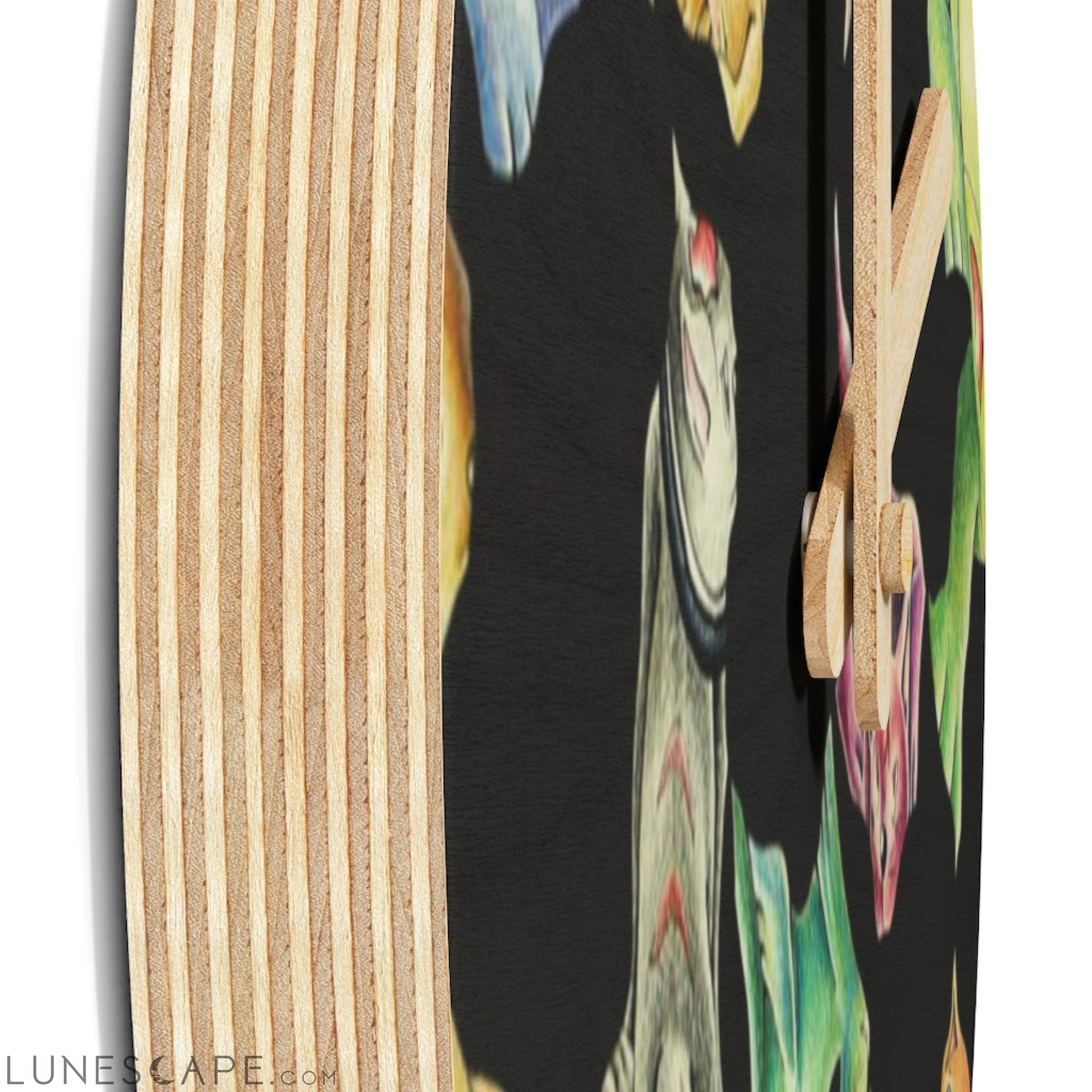 Cat Pattern Wooden Wall Clock LUNESCAPE
