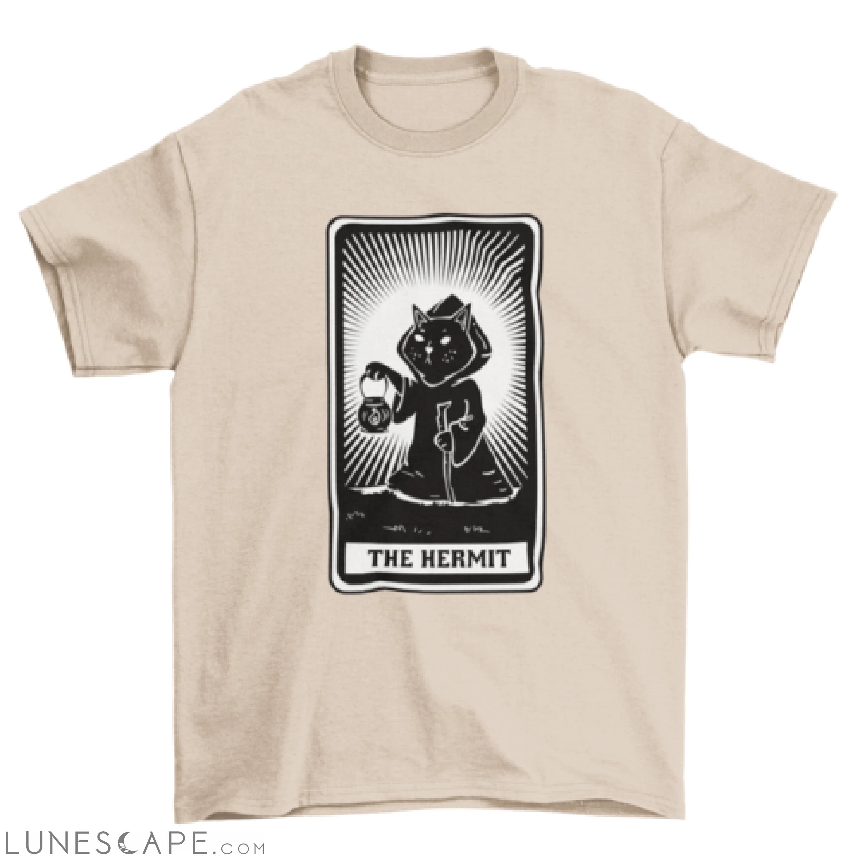 Cat tarot card fantasy t-shirt design LUNESCAPE