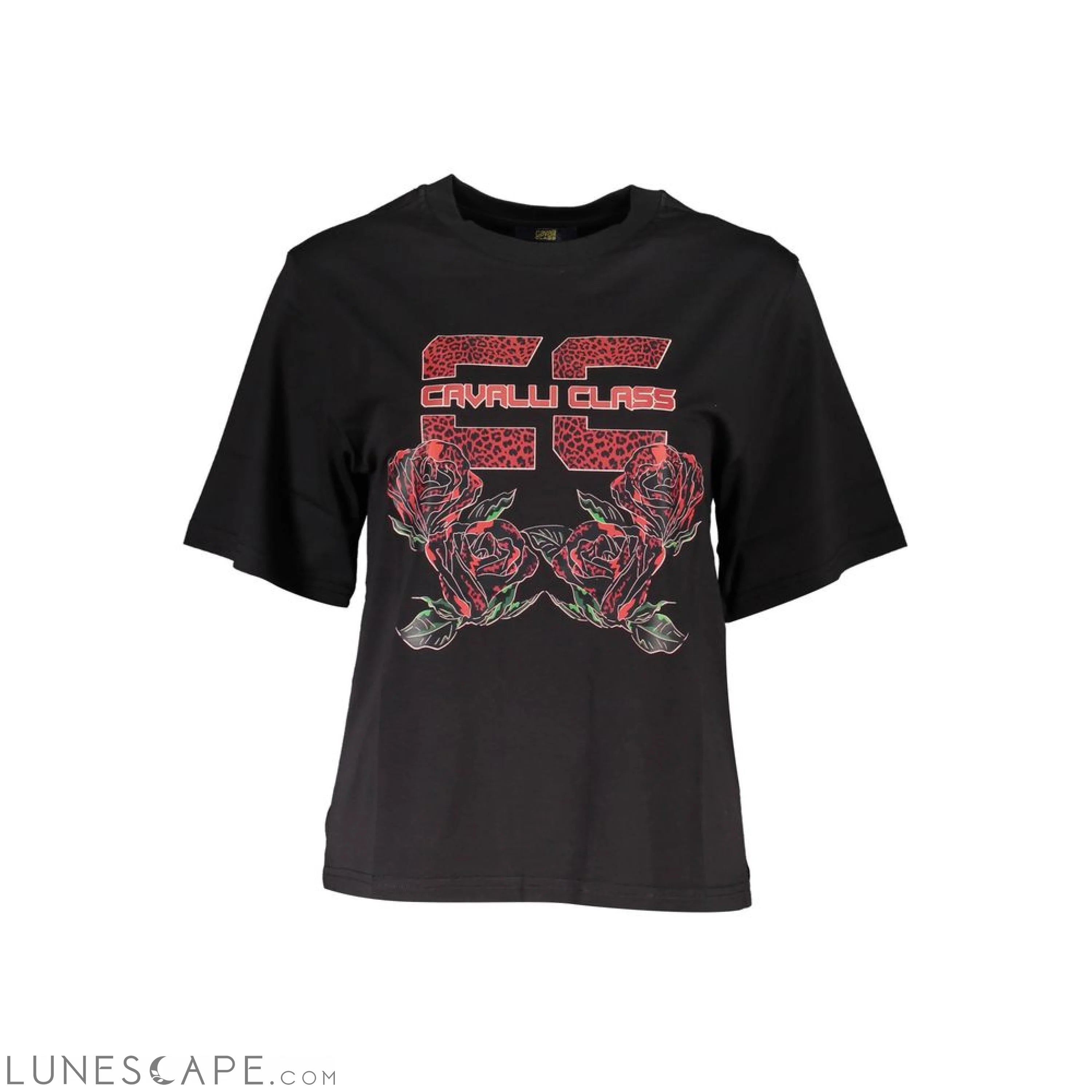 Cavalli Class Black Cotton Women T-Shirt LUNESCAPE