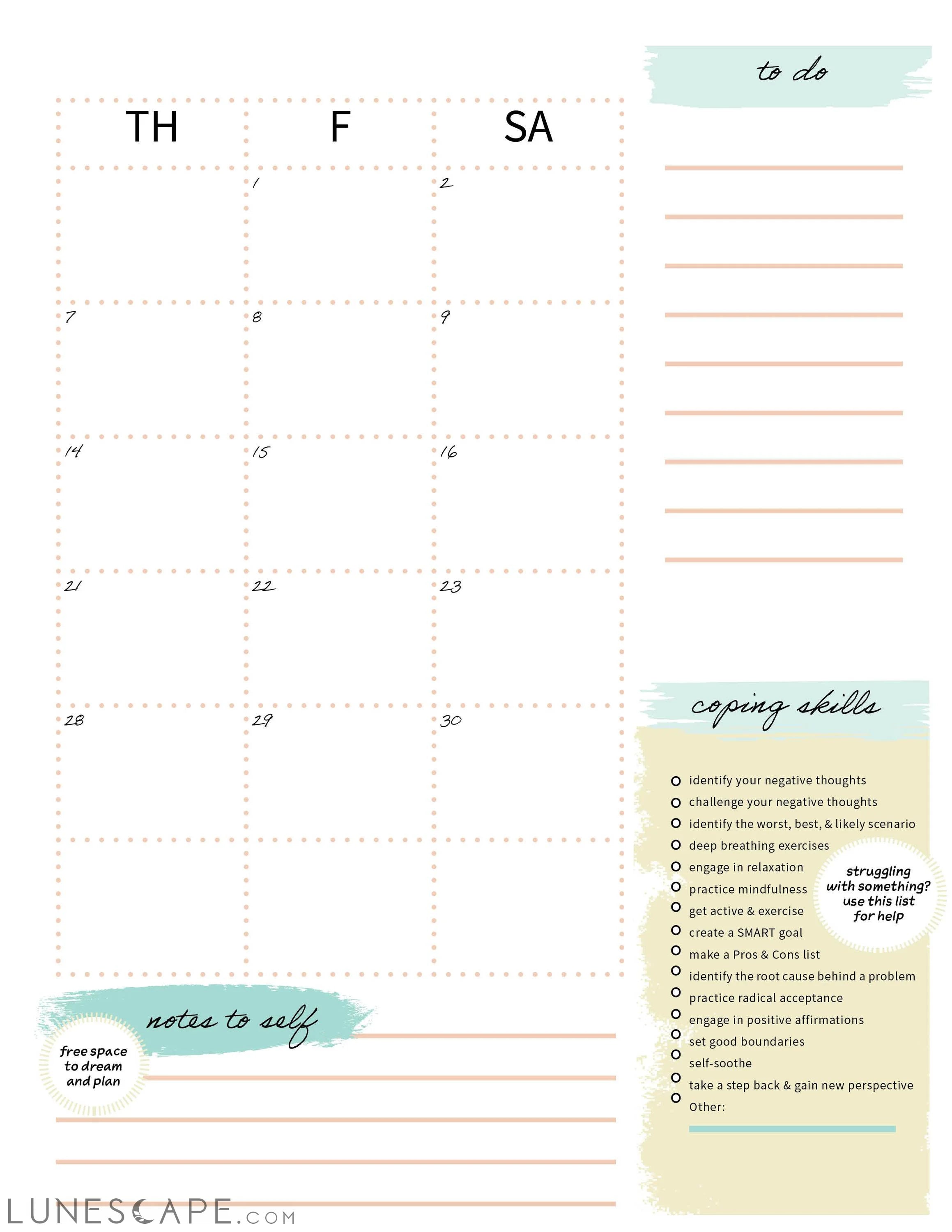 CBT Daily Planner (Undated) LUNESCAPE