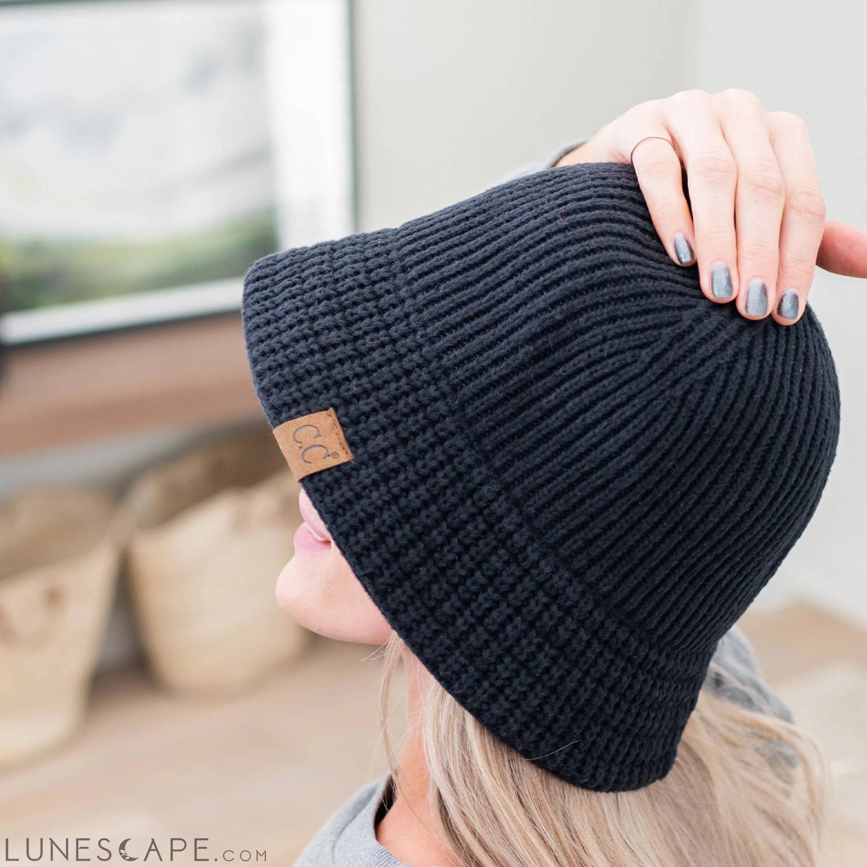 CC Ribbed Knit Adjustable Bucket Hat LUNESCAPE
