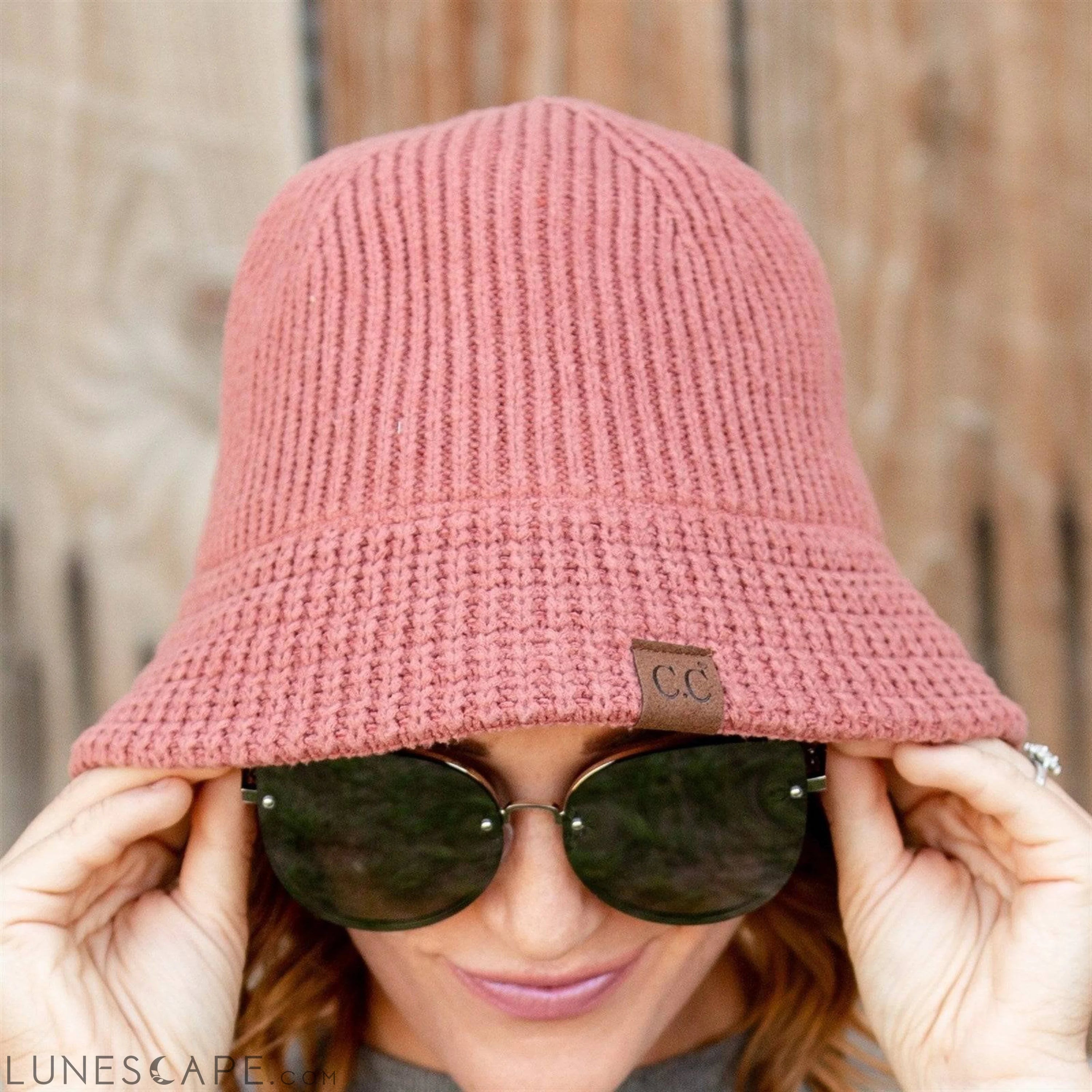 CC Ribbed Knit Adjustable Bucket Hat LUNESCAPE