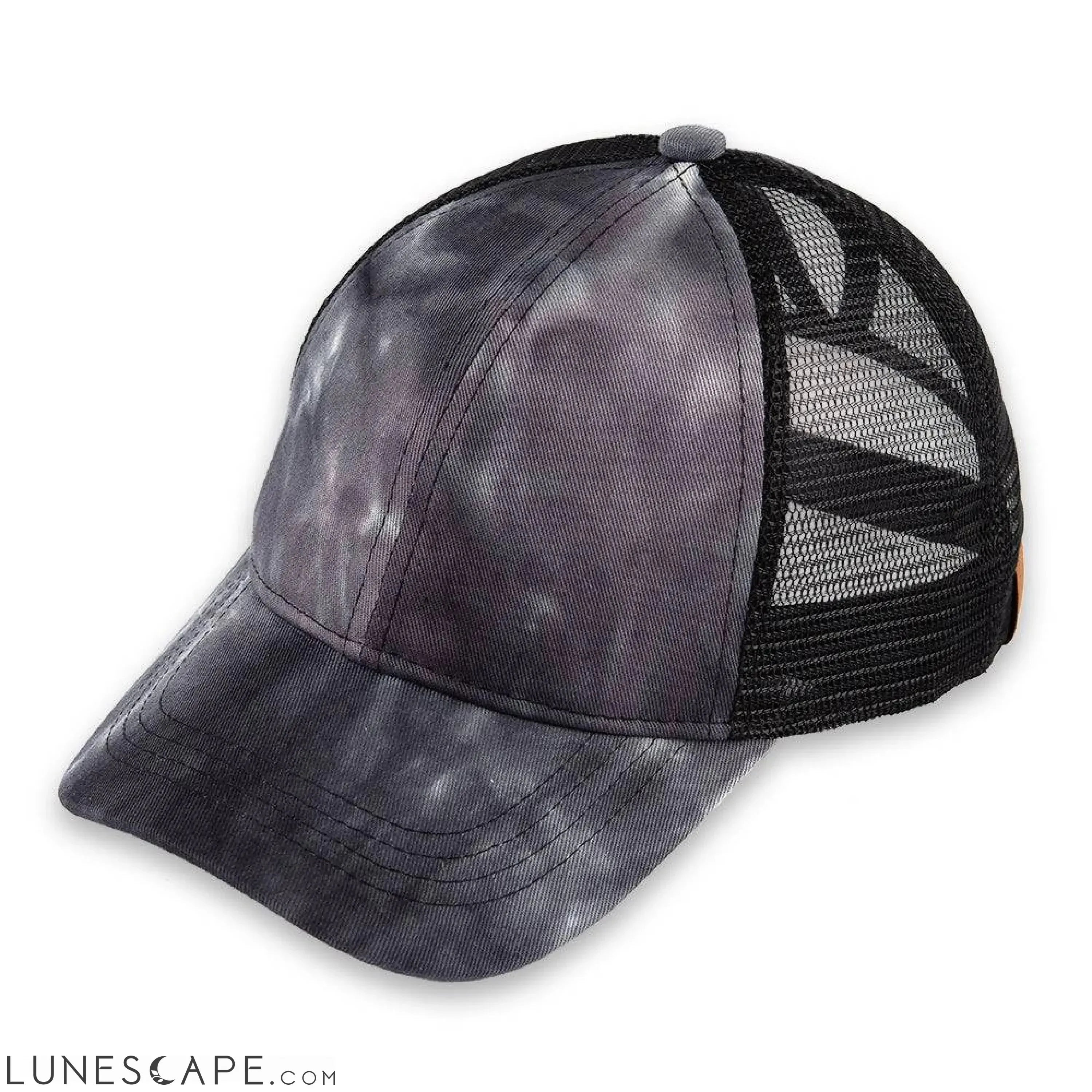 CC Tie-Dye Messy Bun Pony Cap Women, Teens and Kids Trucker Hats LUNESCAPE