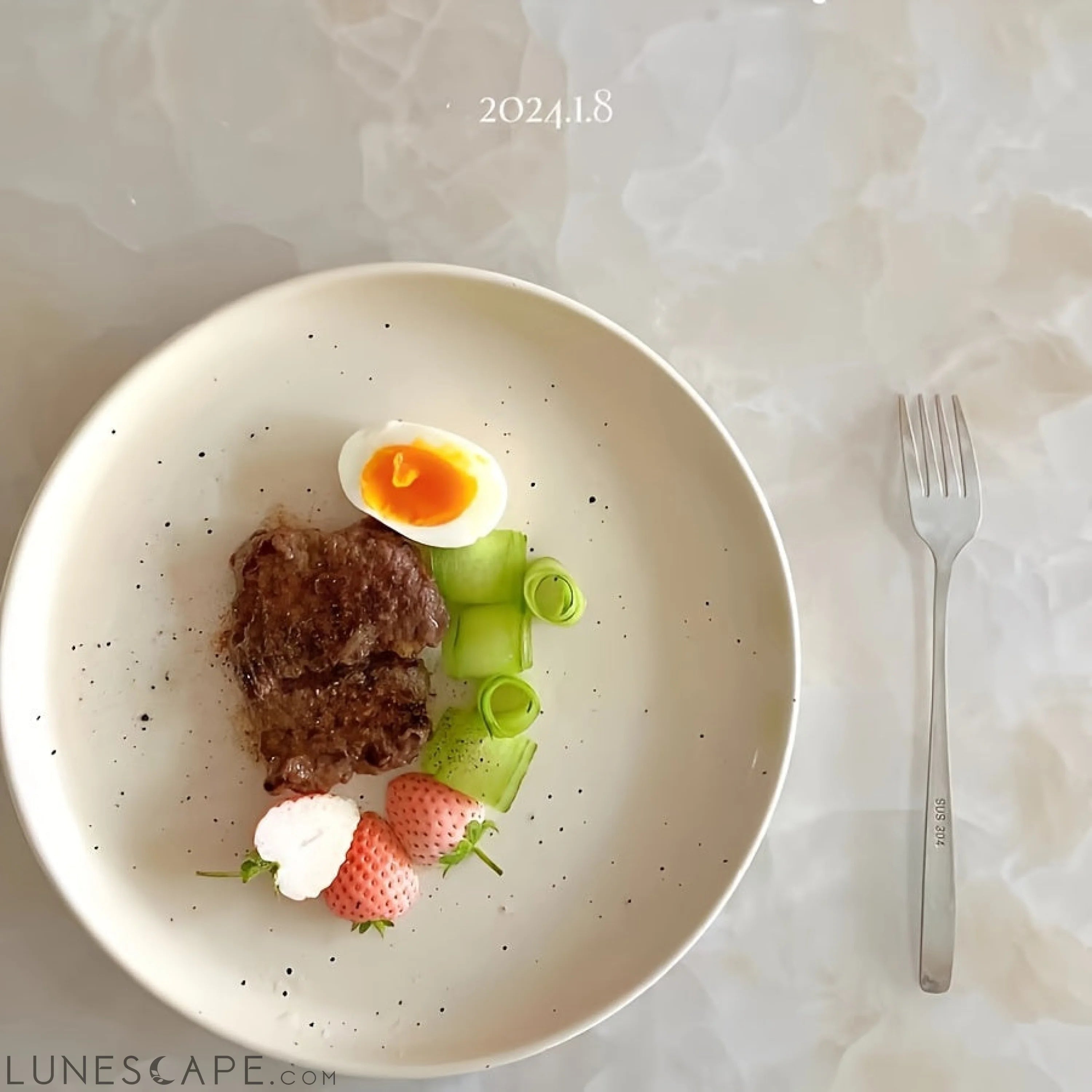 Ceramic Dinner Plate with Splattered Ink Design Stylish Tableware LUNESCAPE