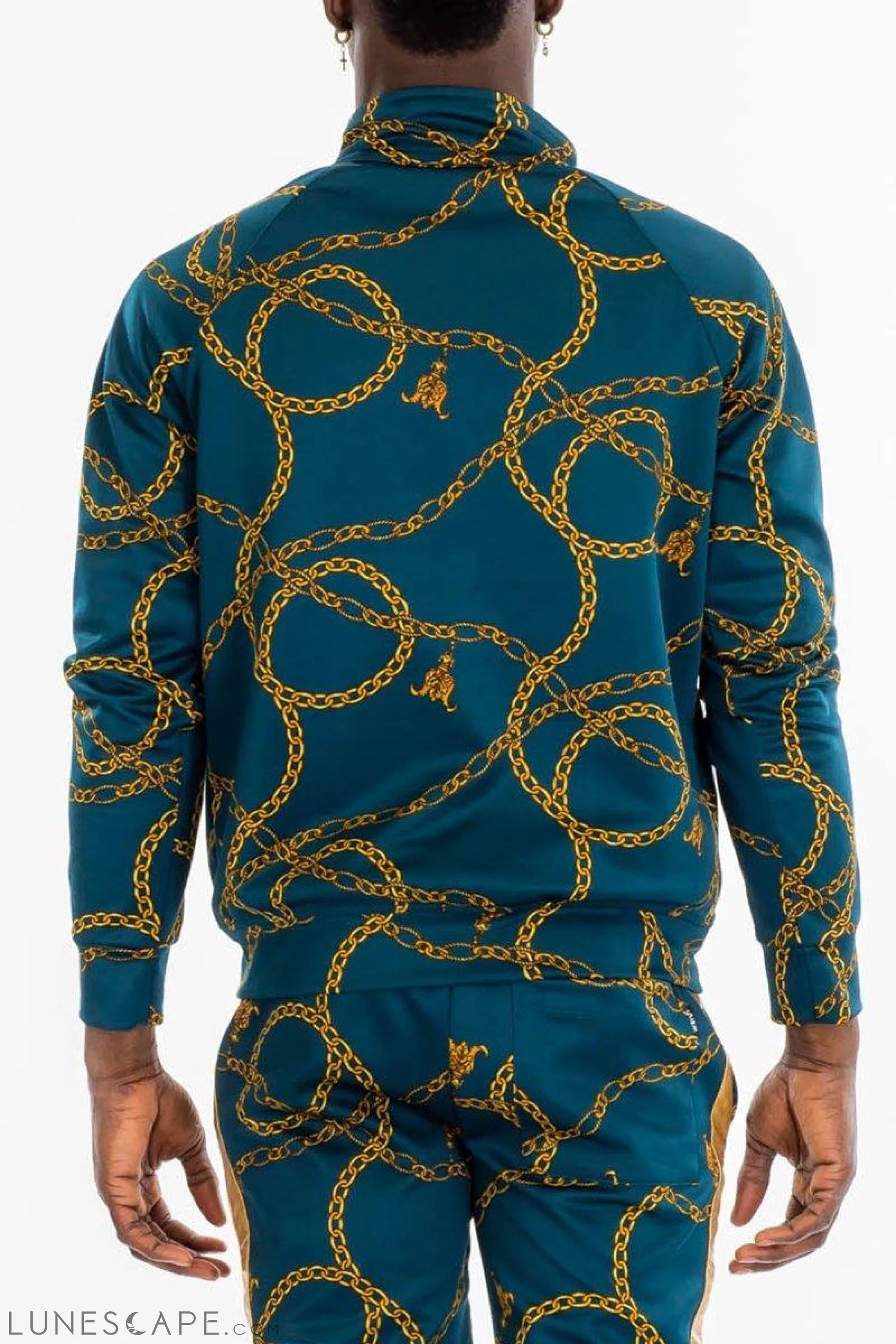 CHAIN TRACK JACKET - TEAL LUNESCAPE