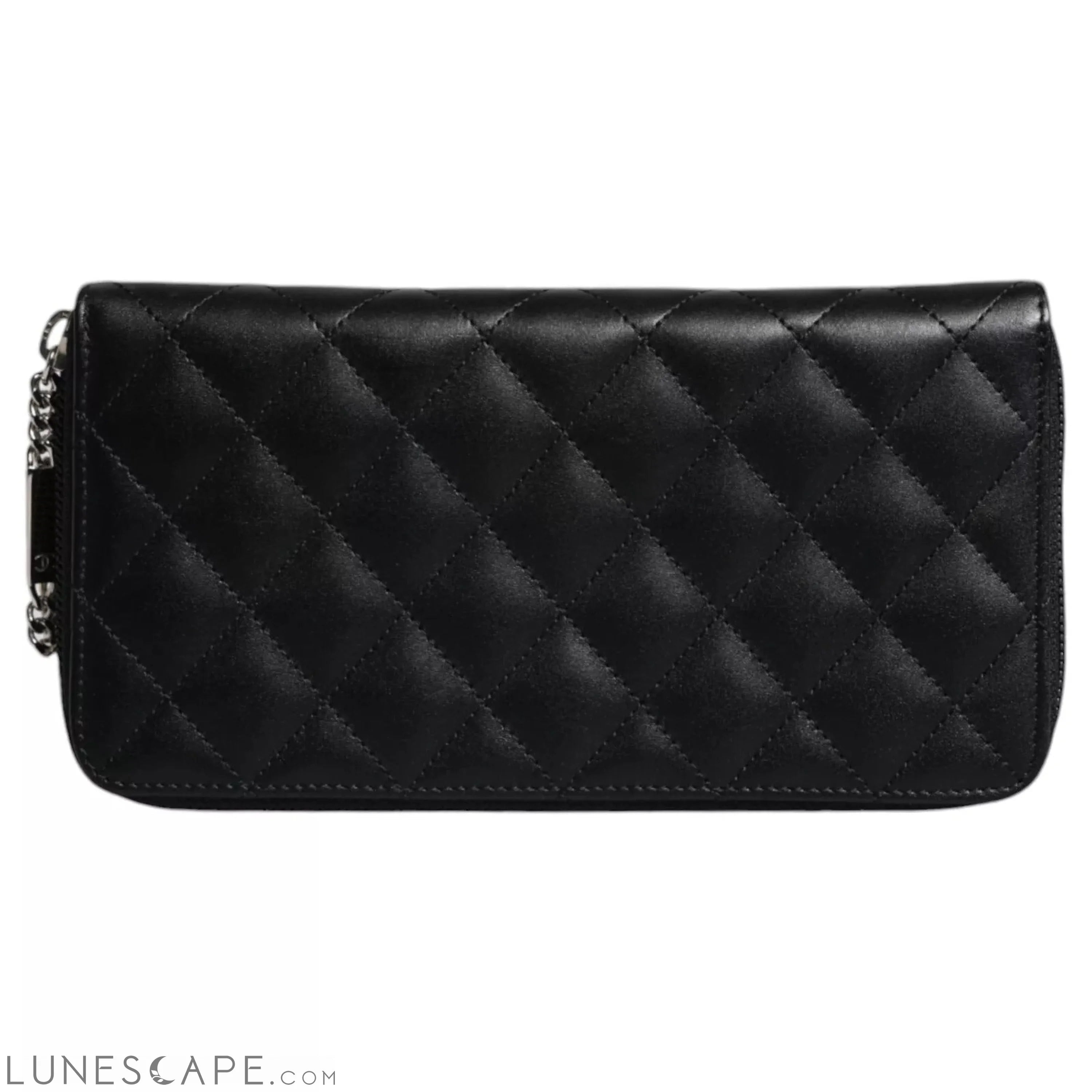 Chanel Black Quilted Leather Logo CC Continental Zip Wallet Wallets - Women
