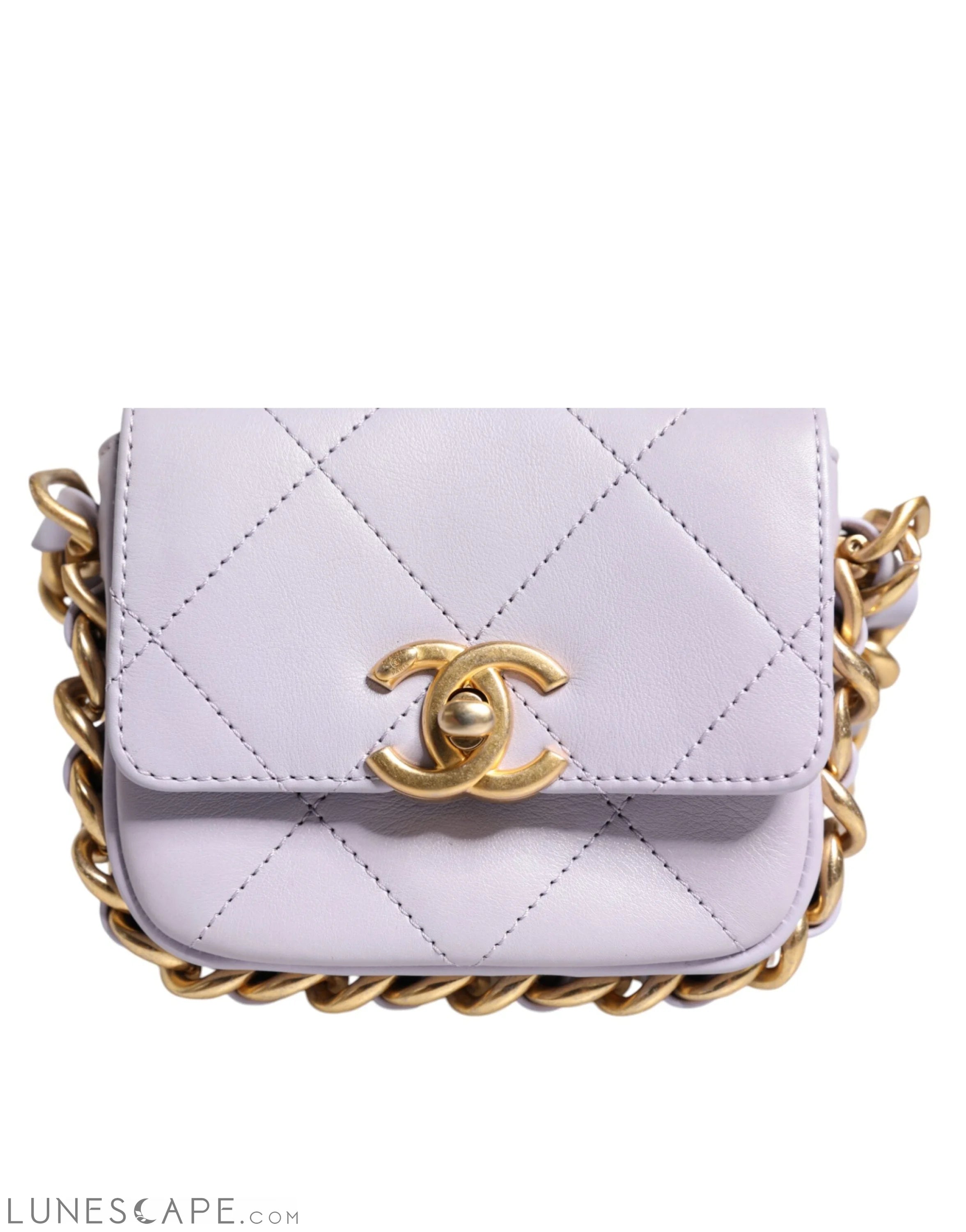 Chanel Blue Quilted Calfskin Framing Chain Flap Mini crossbody Bag LUNESCAPE