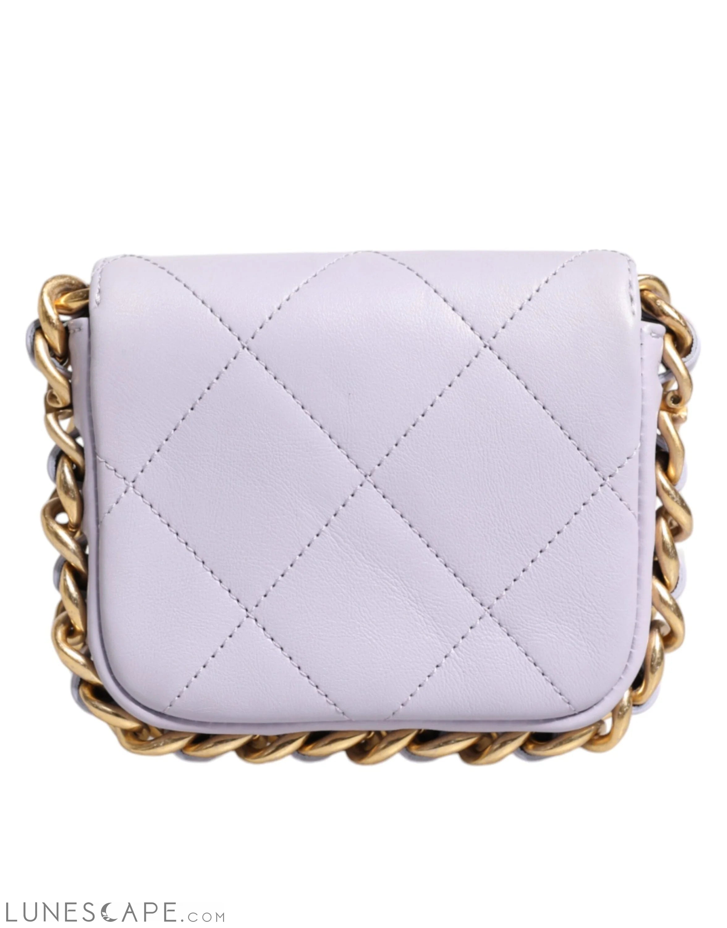 Chanel Blue Quilted Calfskin Framing Chain Flap Mini crossbody Bag LUNESCAPE