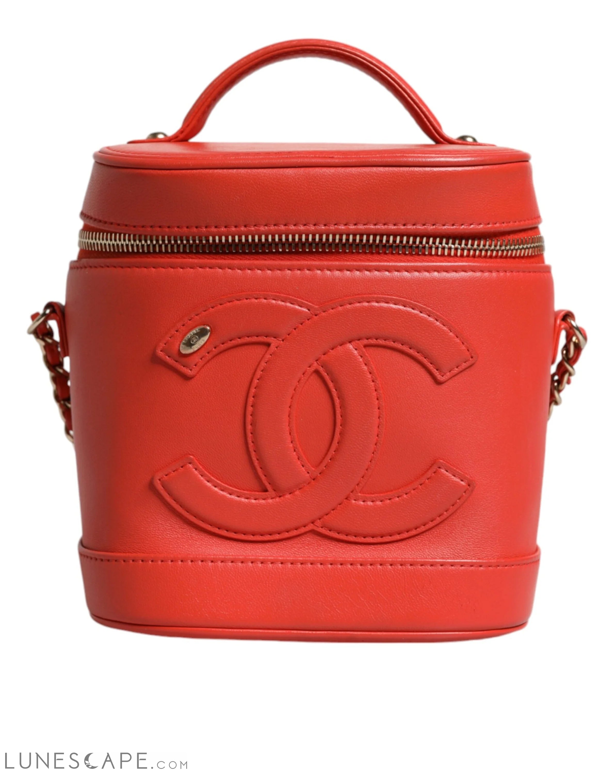 Chanel Orange Coco Mark Vanity Chain Shoulder Hand Purse LUNESCAPE
