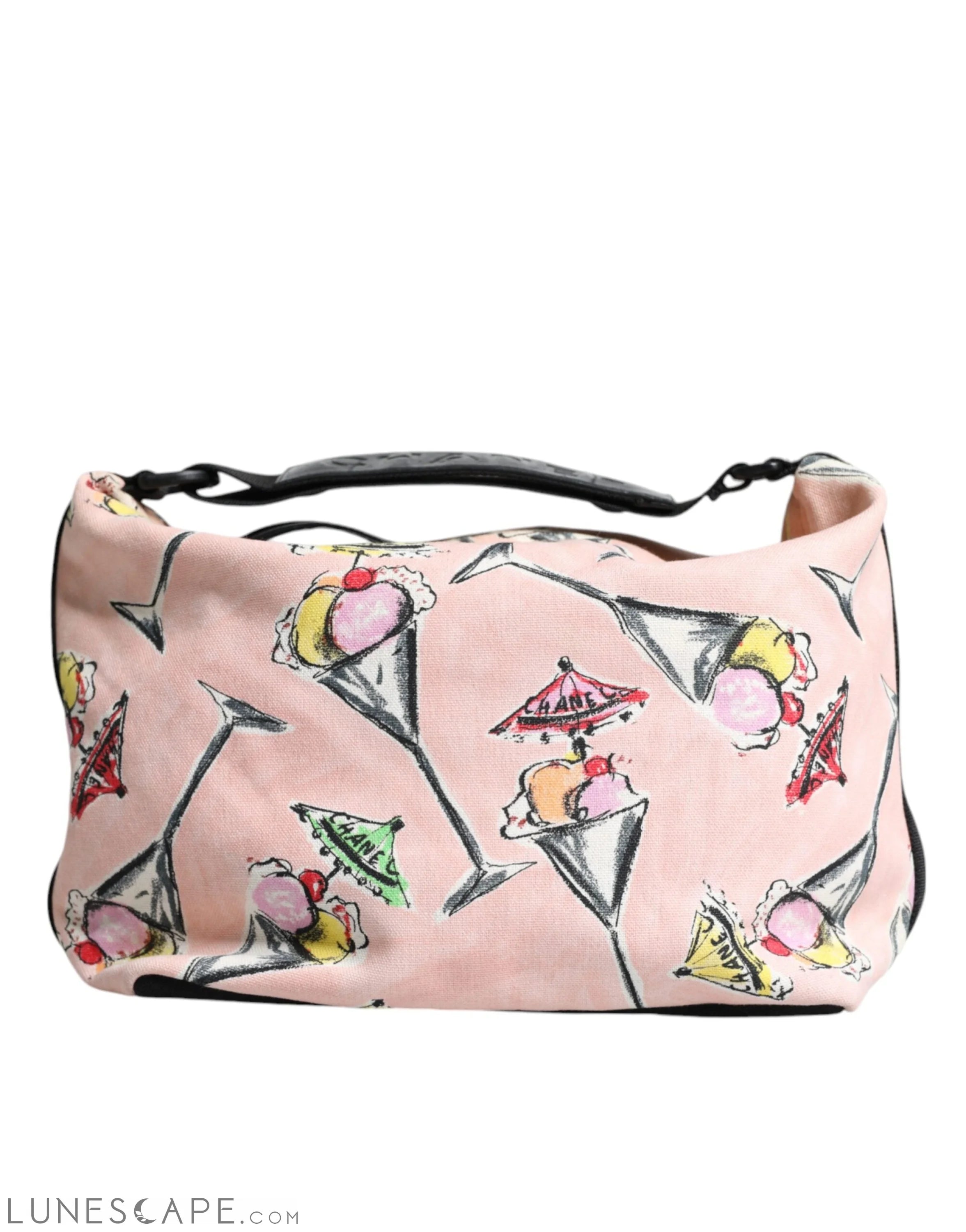 Chanel Pink Cruise Collection Parfait Canvas Printed Bag Purse LUNESCAPE