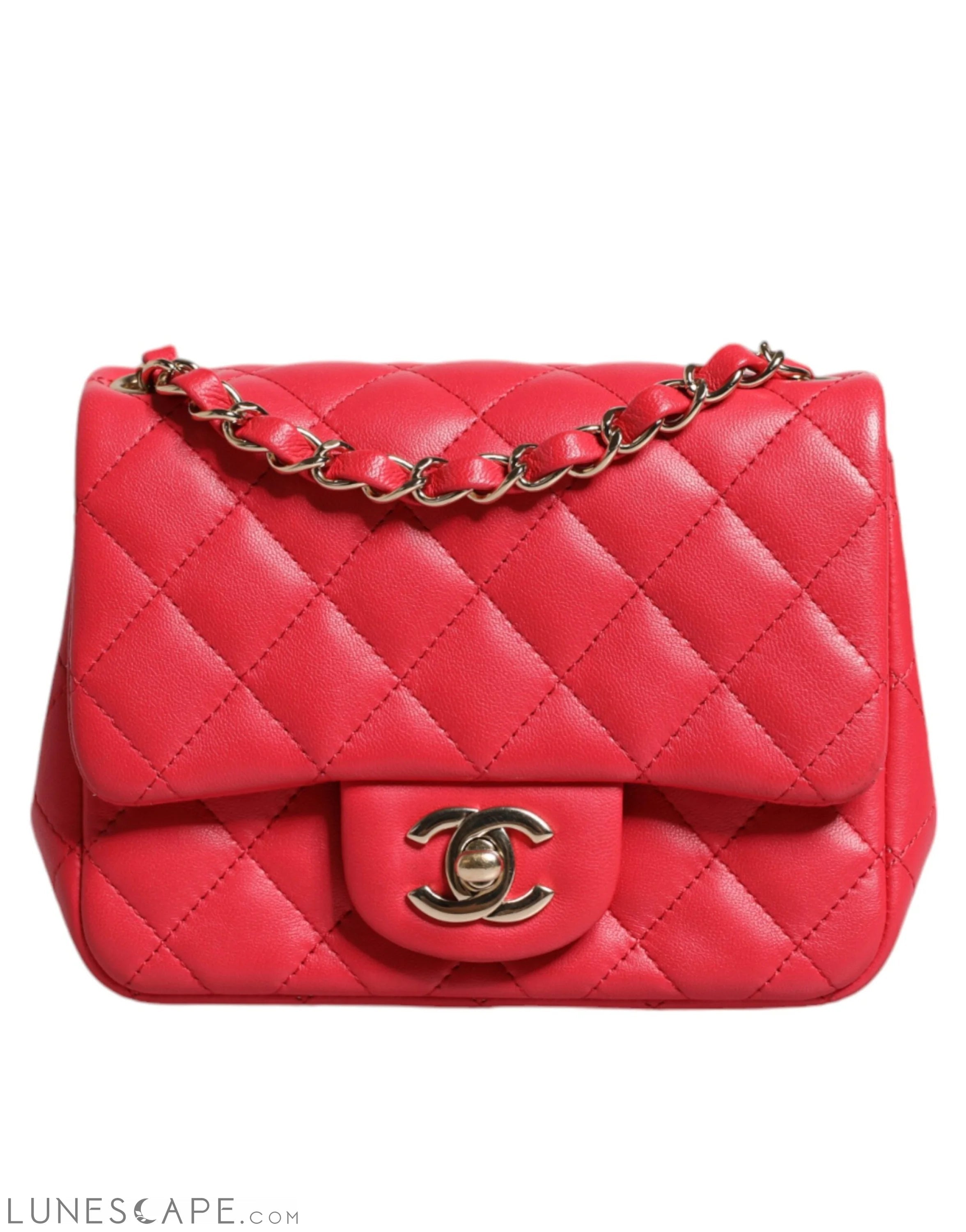 Chanel Pink Matelasse Chain Shoulder Lambskin Purse Mini LUNESCAPE