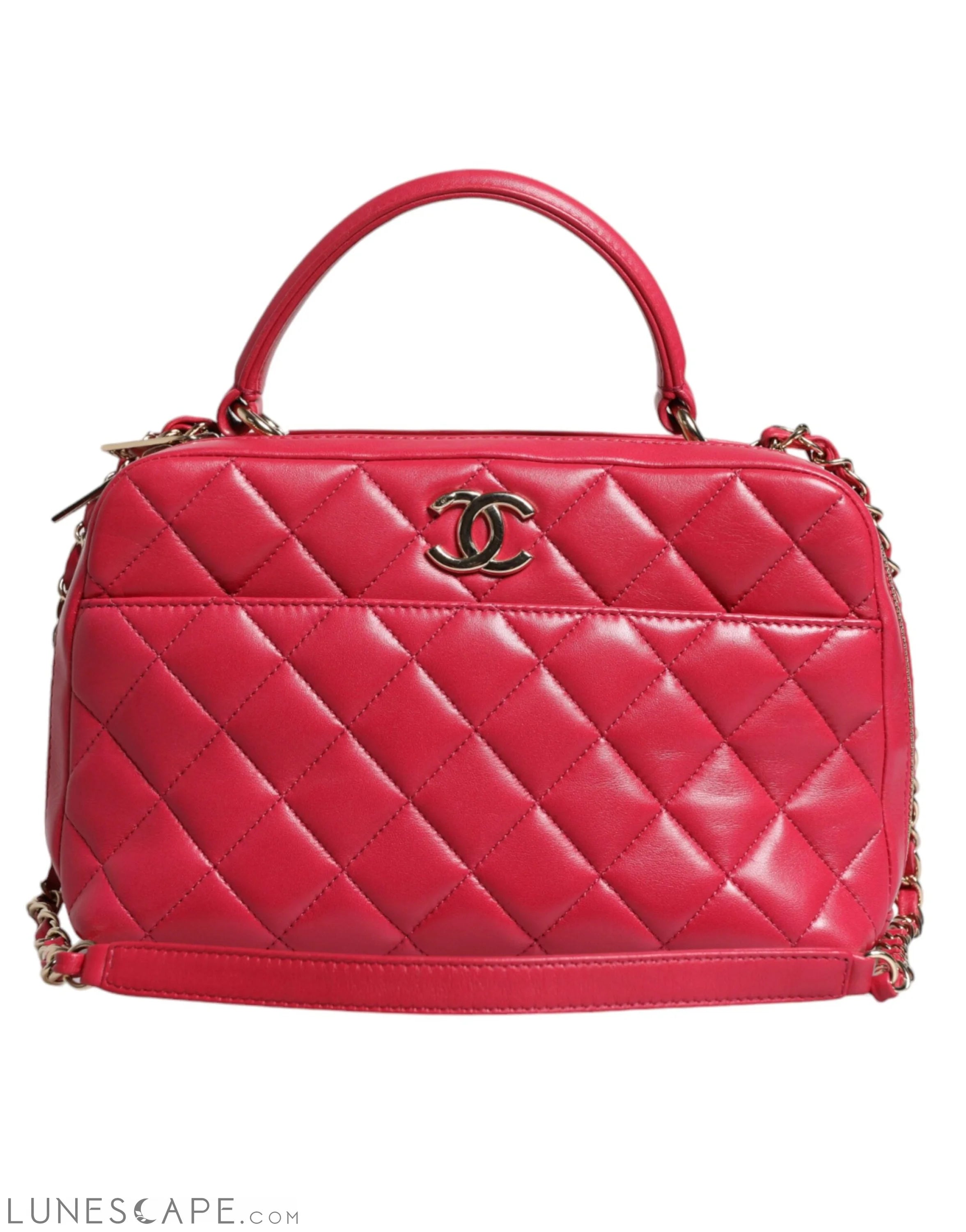 Chanel Pink Seal Matelasse Chain CC Lamb Skin Leather Bag LUNESCAPE
