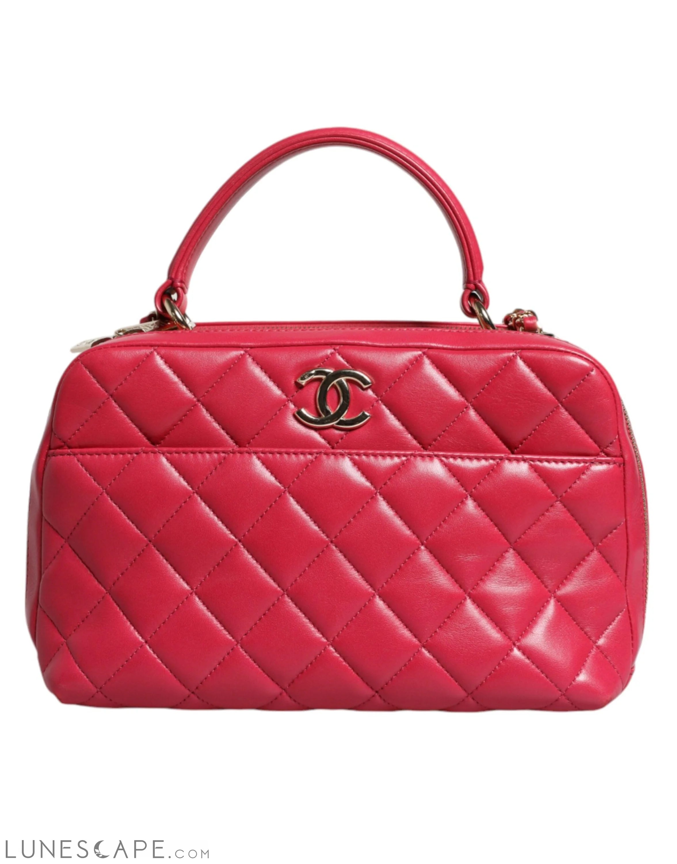 Chanel Pink Seal Matelasse Chain CC Lamb Skin Leather Bag LUNESCAPE