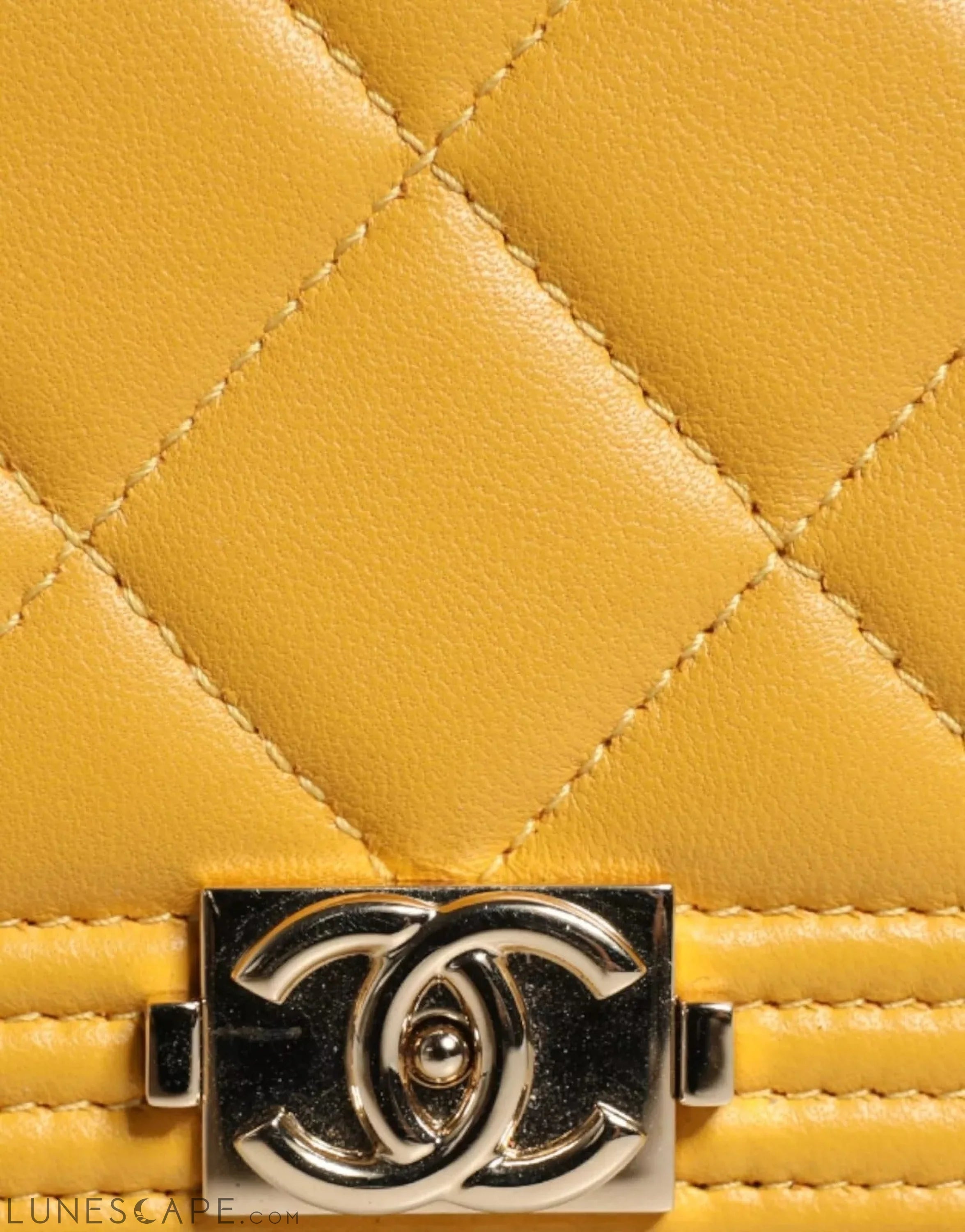Chanel Yellow Quilted Leather CC Logo Continental Zip Wallet Wallets - Women