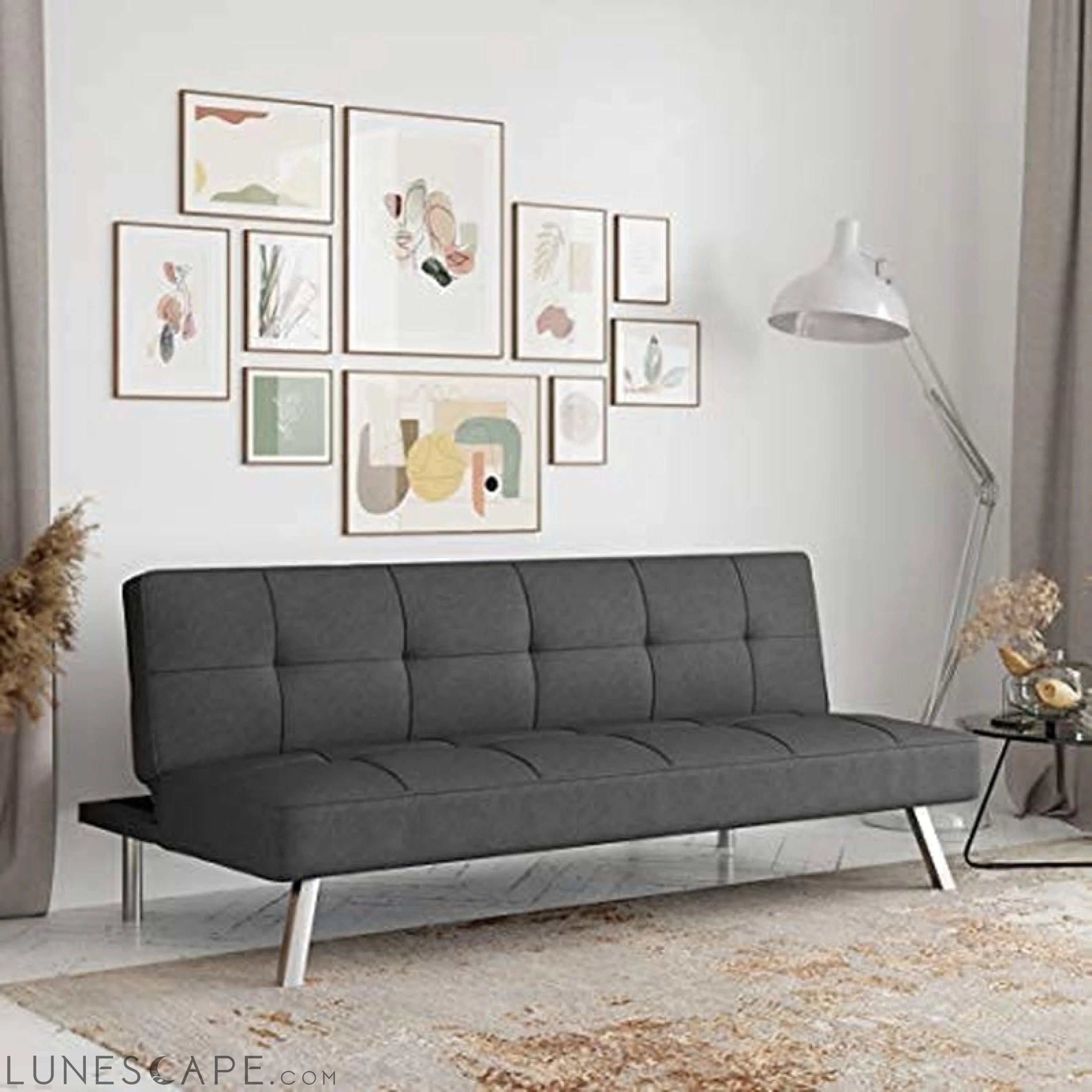 Charcoal Serta Convertible Sofa Bed, 66.1″ W LUNESCAPE
