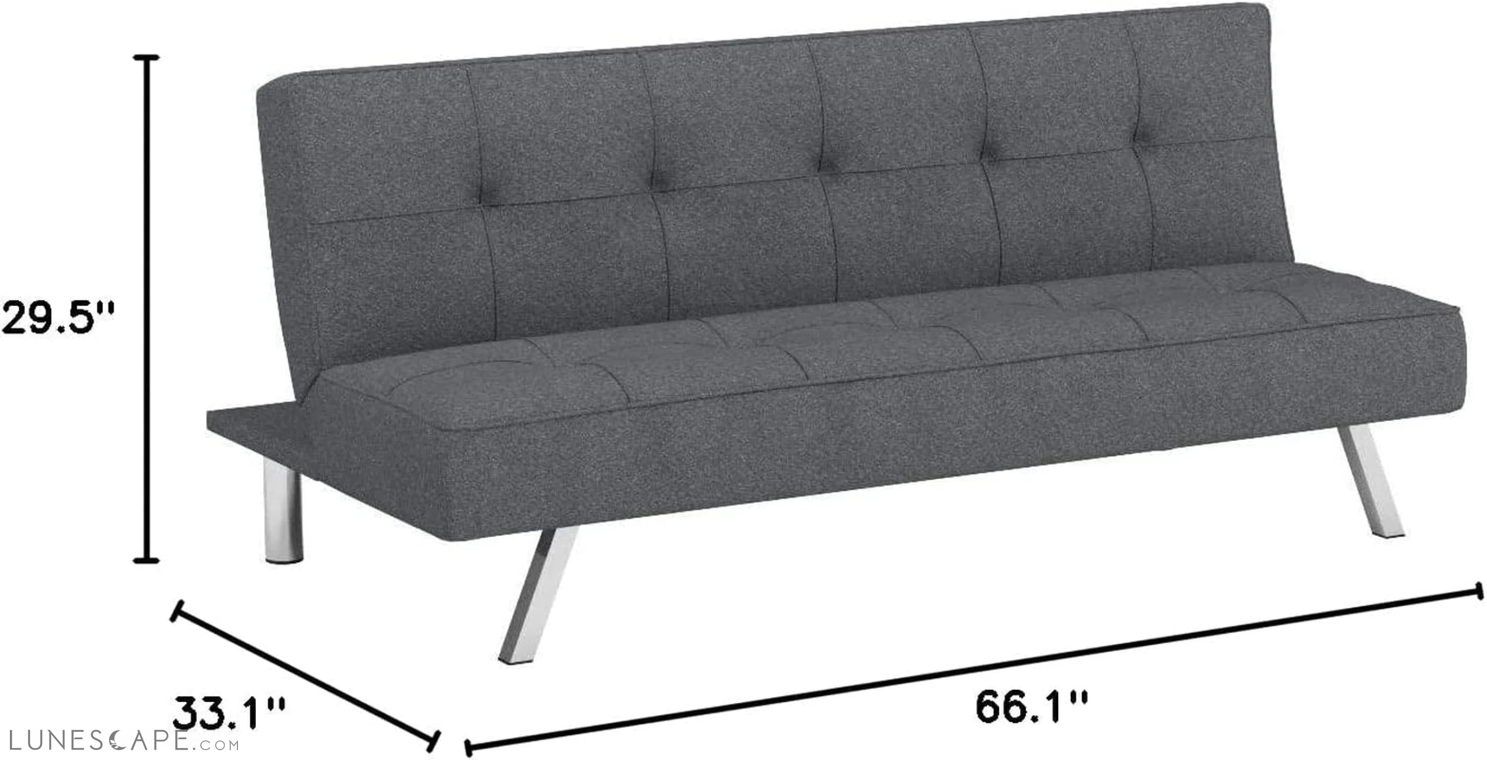Charcoal Serta Convertible Sofa Bed, 66.1″ W LUNESCAPE