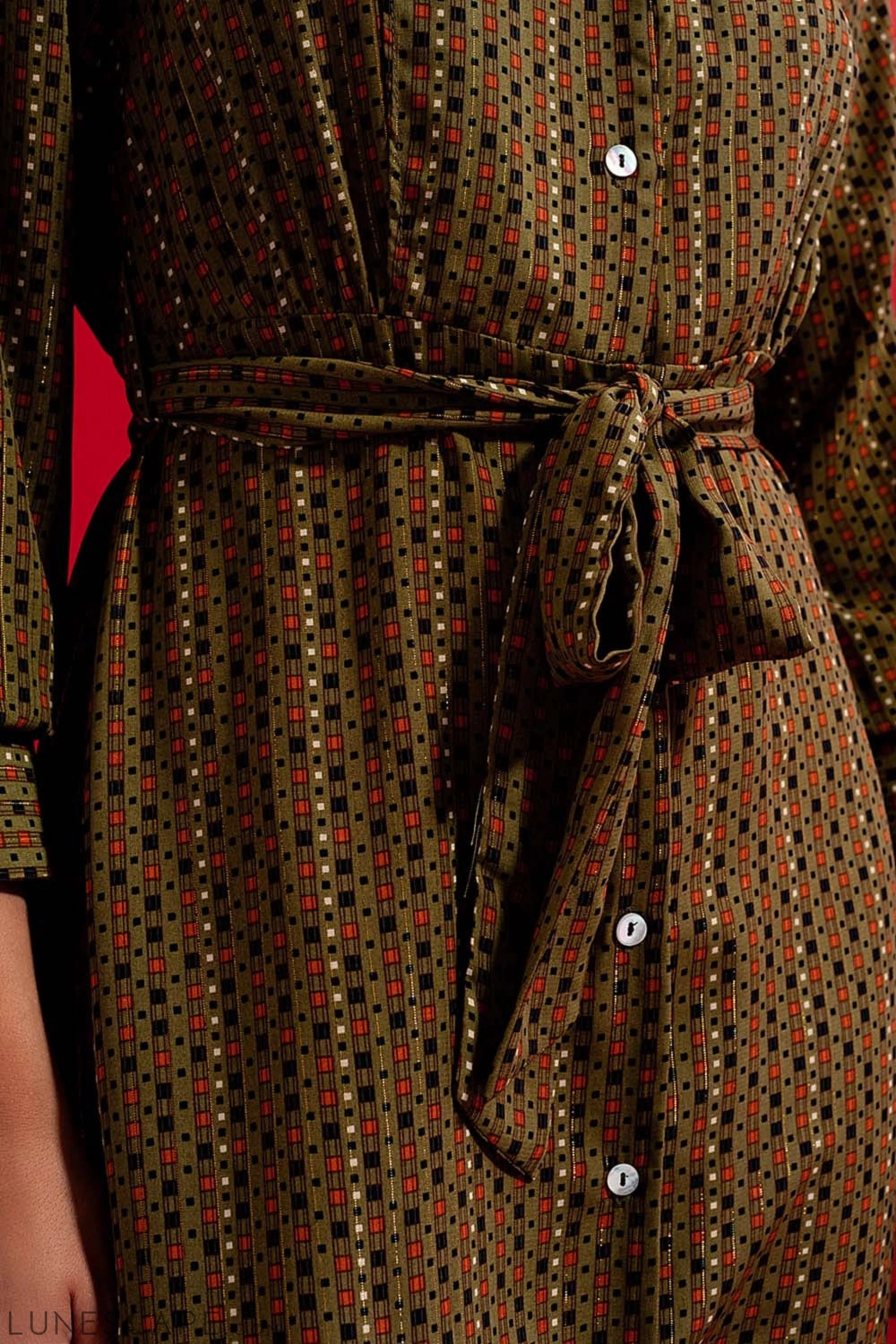 Check Print Shirt Long Midi Dress LUNESCAPE