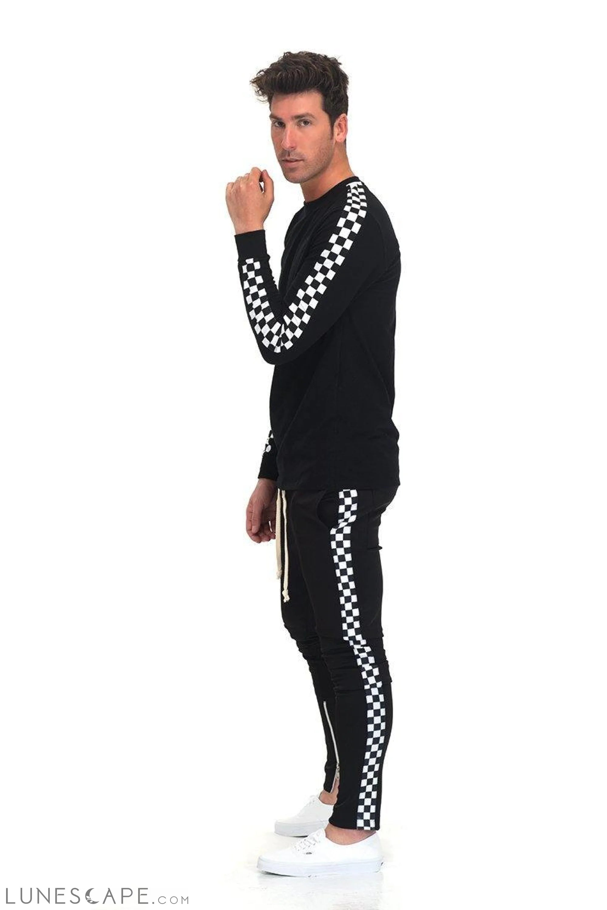 CHECKERED TRACK SET - Black & White LUNESCAPE