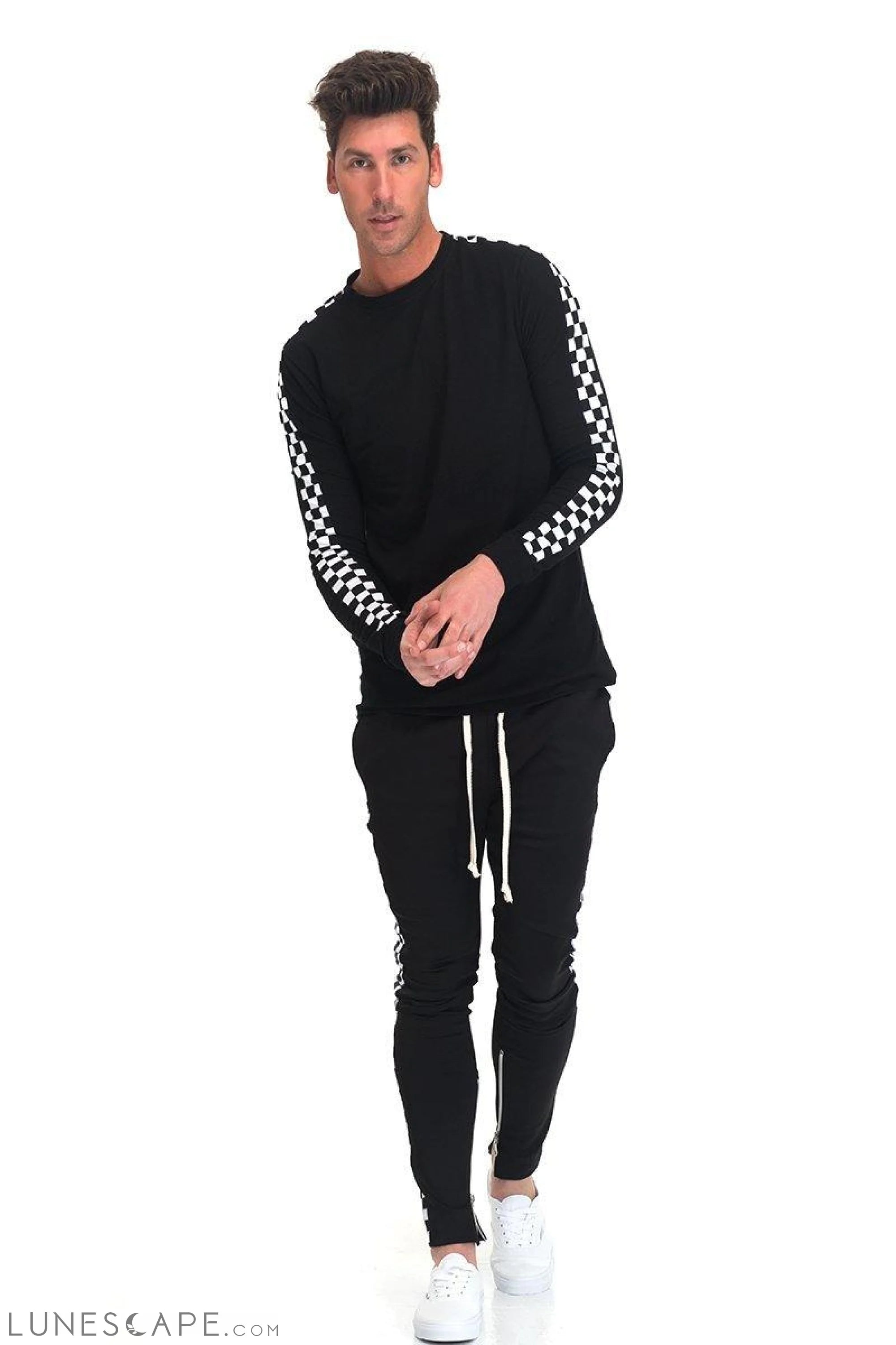 CHECKERED TRACK SET - Black & White LUNESCAPE