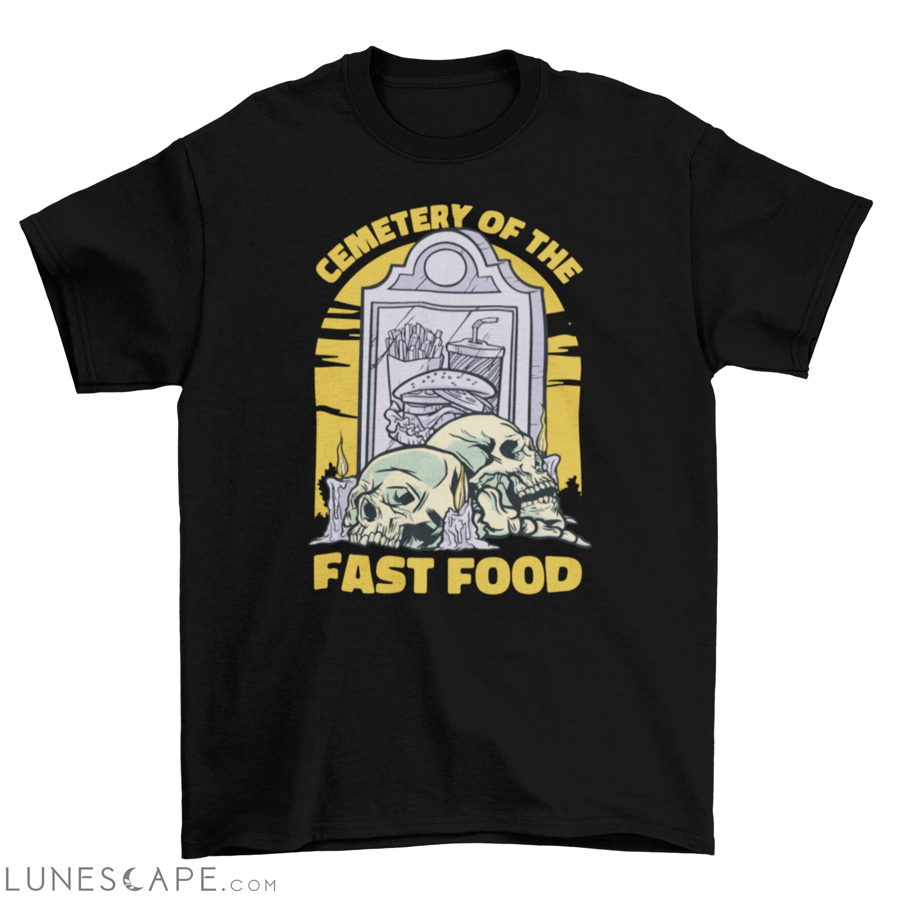 Cheeseburger cemetery t-shirt design LUNESCAPE
