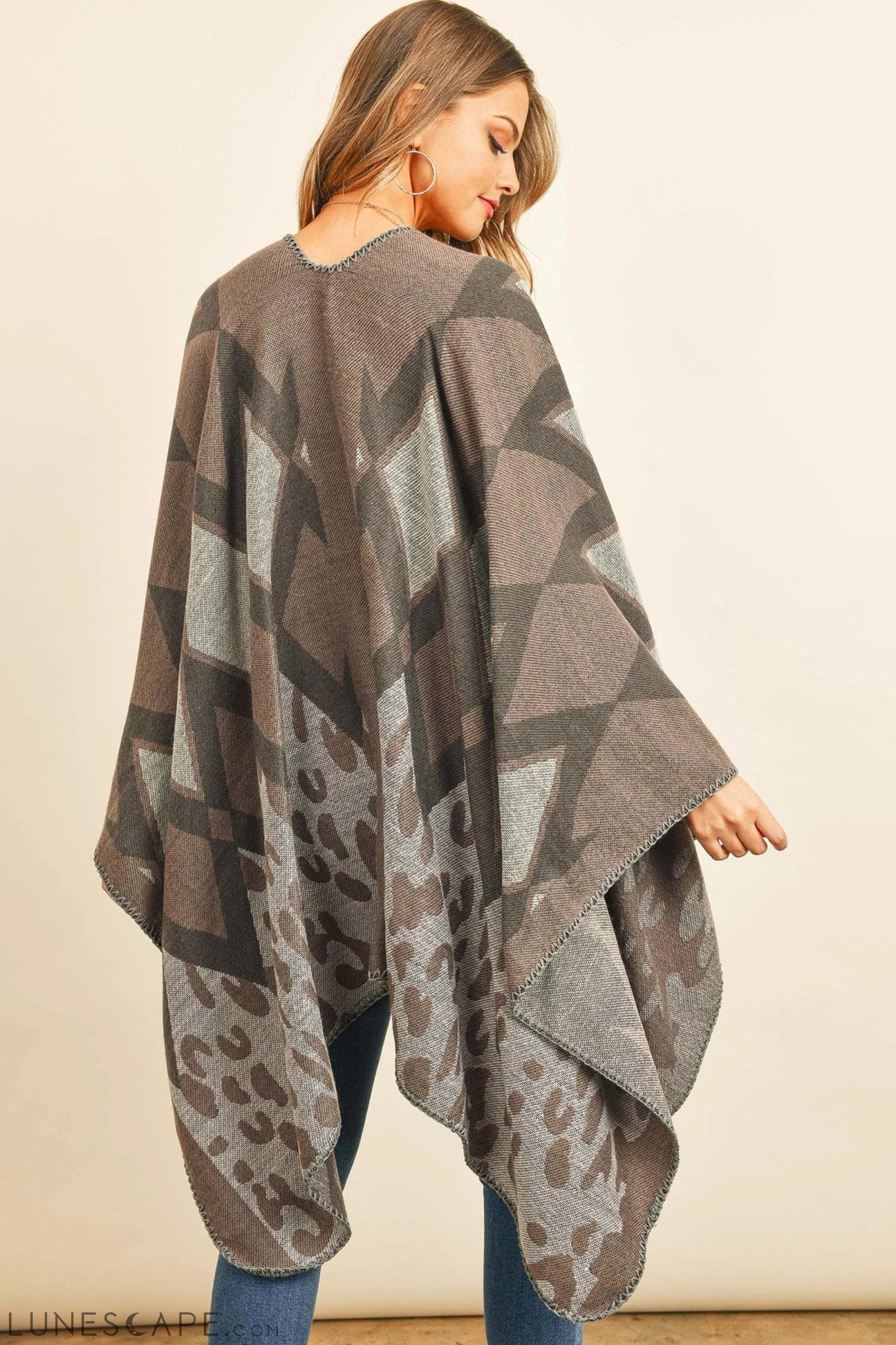 Chevron Leopard Open Front Kimono LUNESCAPE