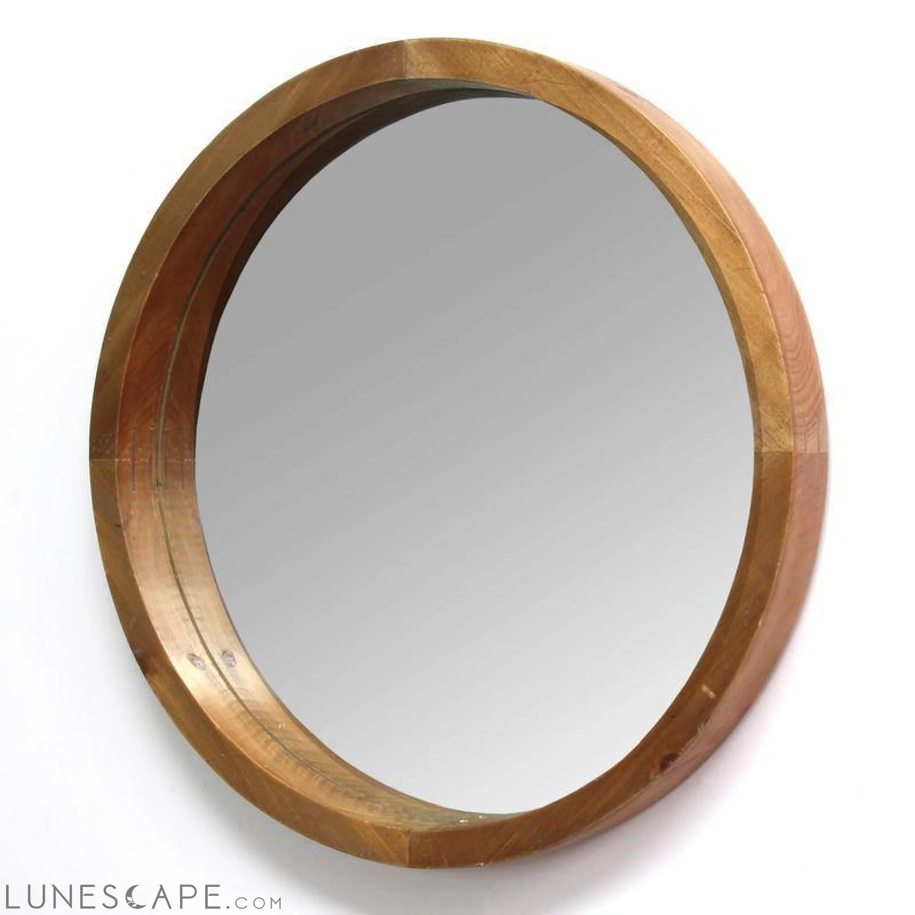 Chic Round Wood Framed Wall Mirror - 20" LUNESCAPE