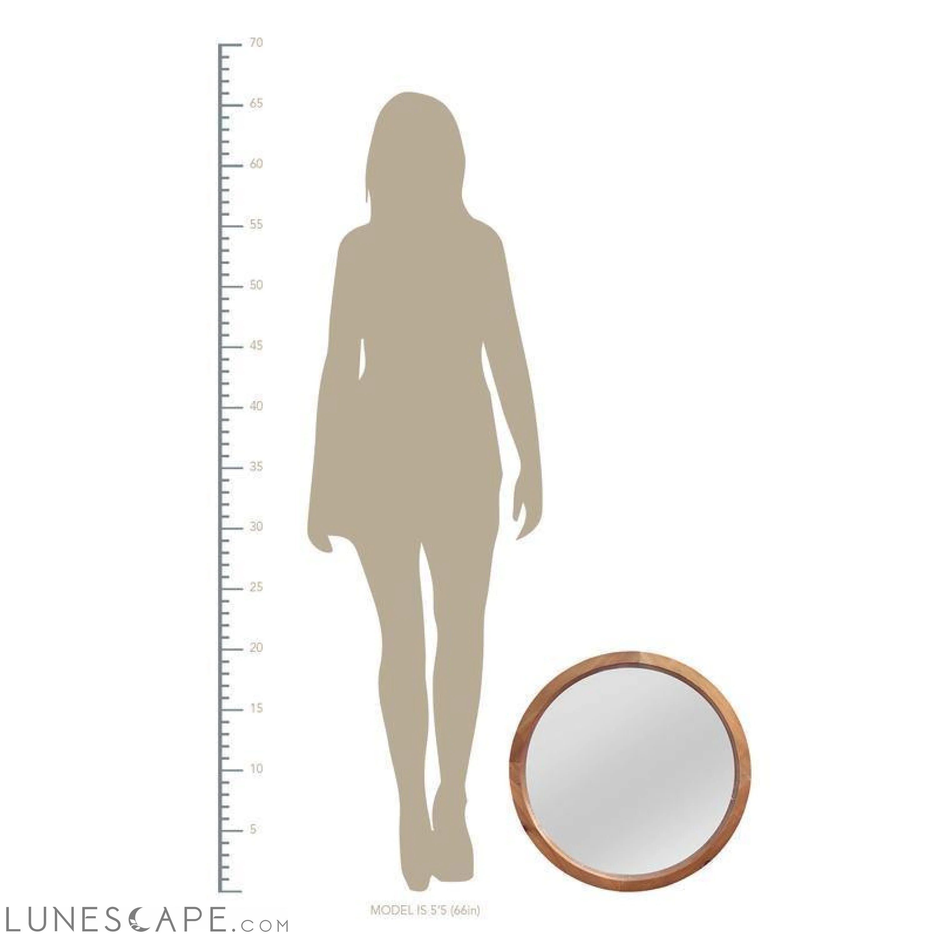 Chic Round Wood Framed Wall Mirror - 20" LUNESCAPE