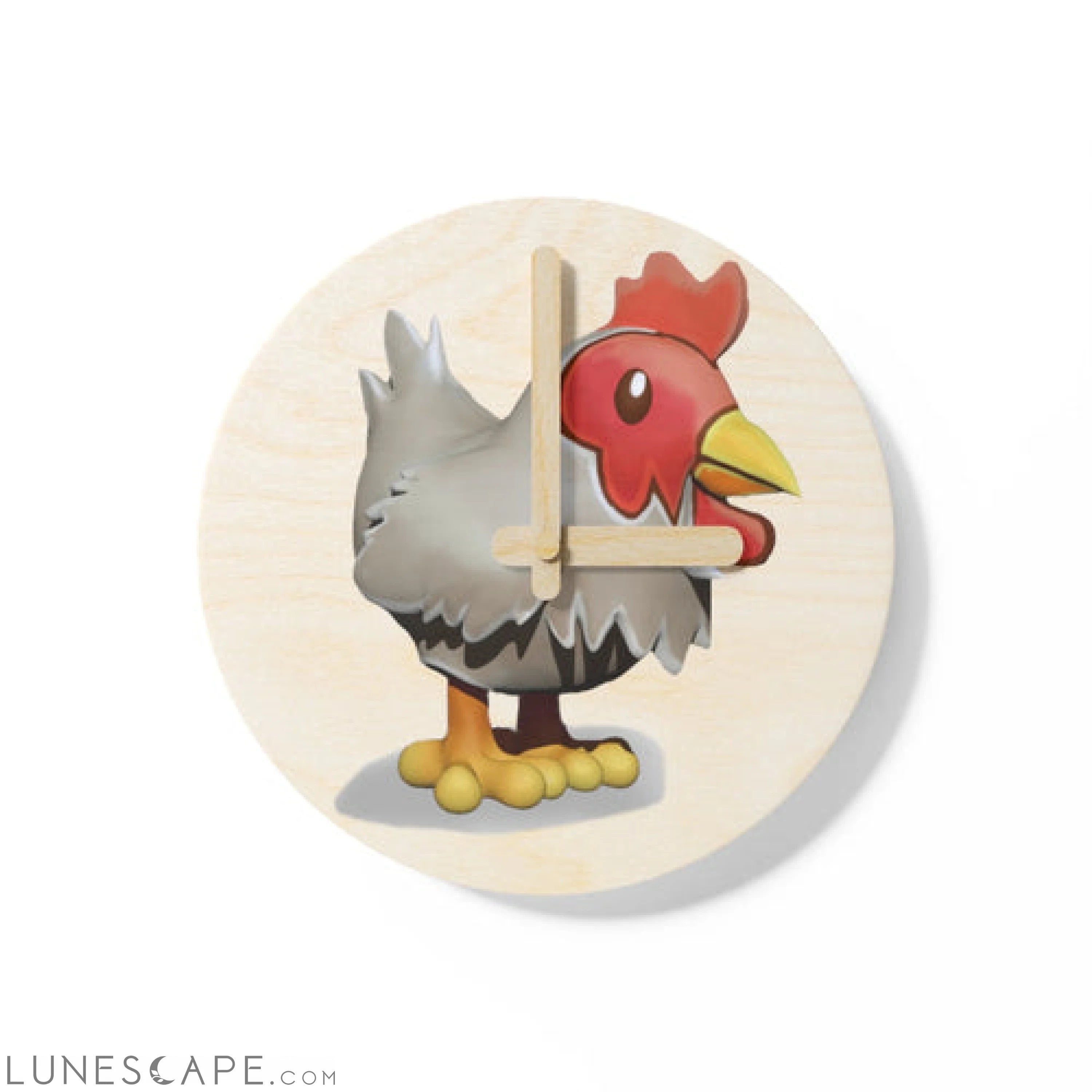 Chicken Wooden Wall Clock LUNESCAPE